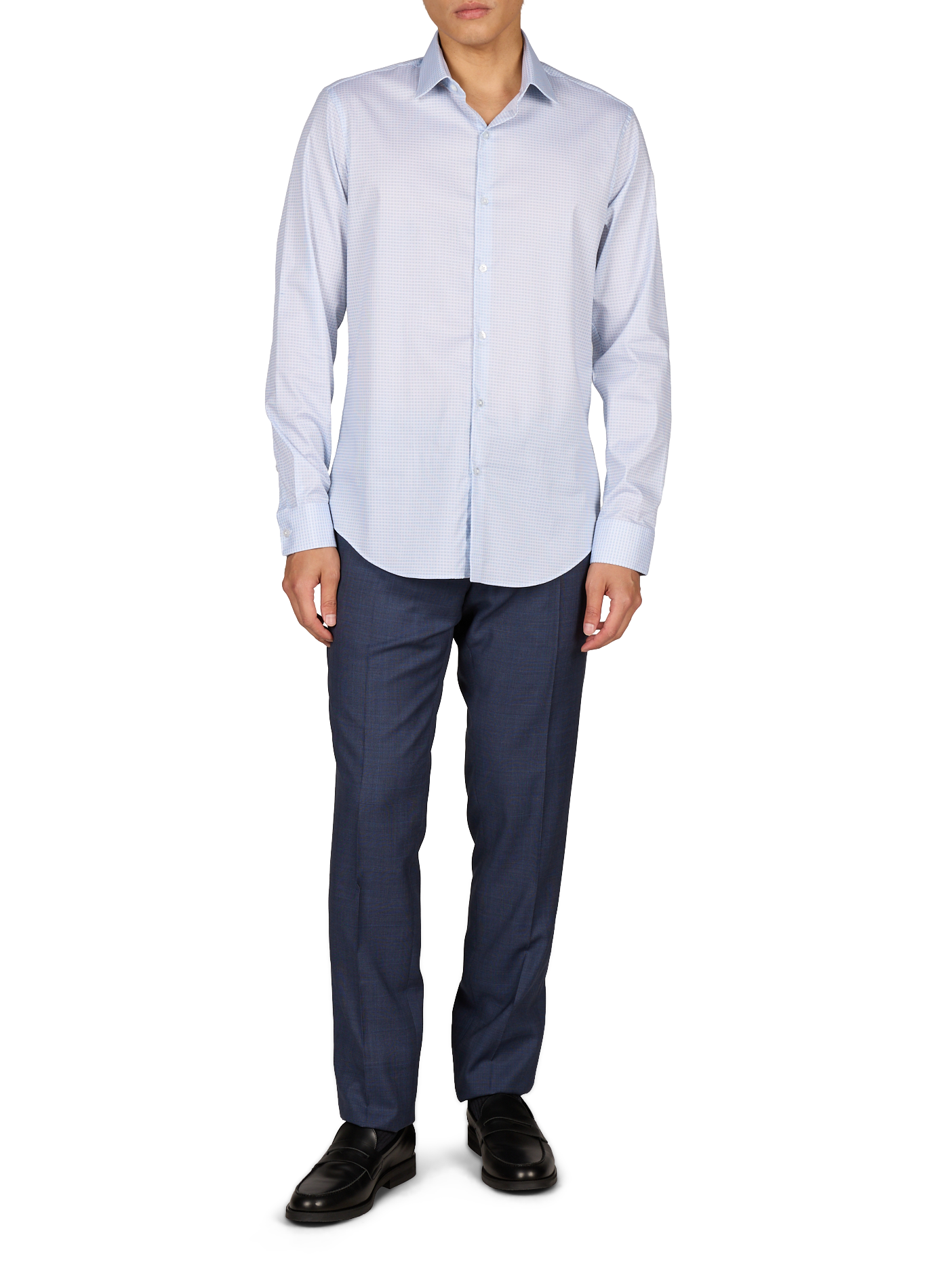 Shirt with pattern and long sleeves in blended cotton CALVIN KLEIN Blue