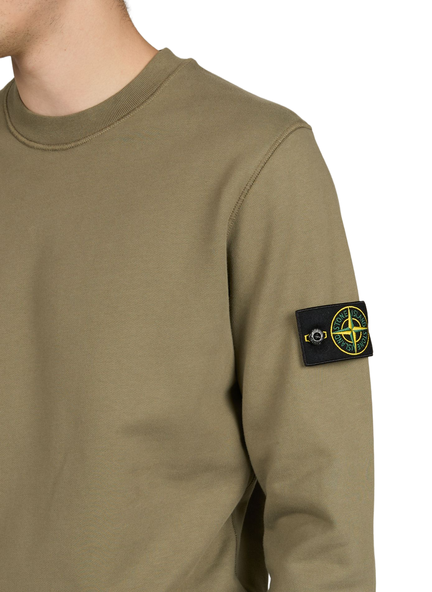 Gerader Rundhalsausschnitt-Pullover in Uni STONE ISLAND Khaki