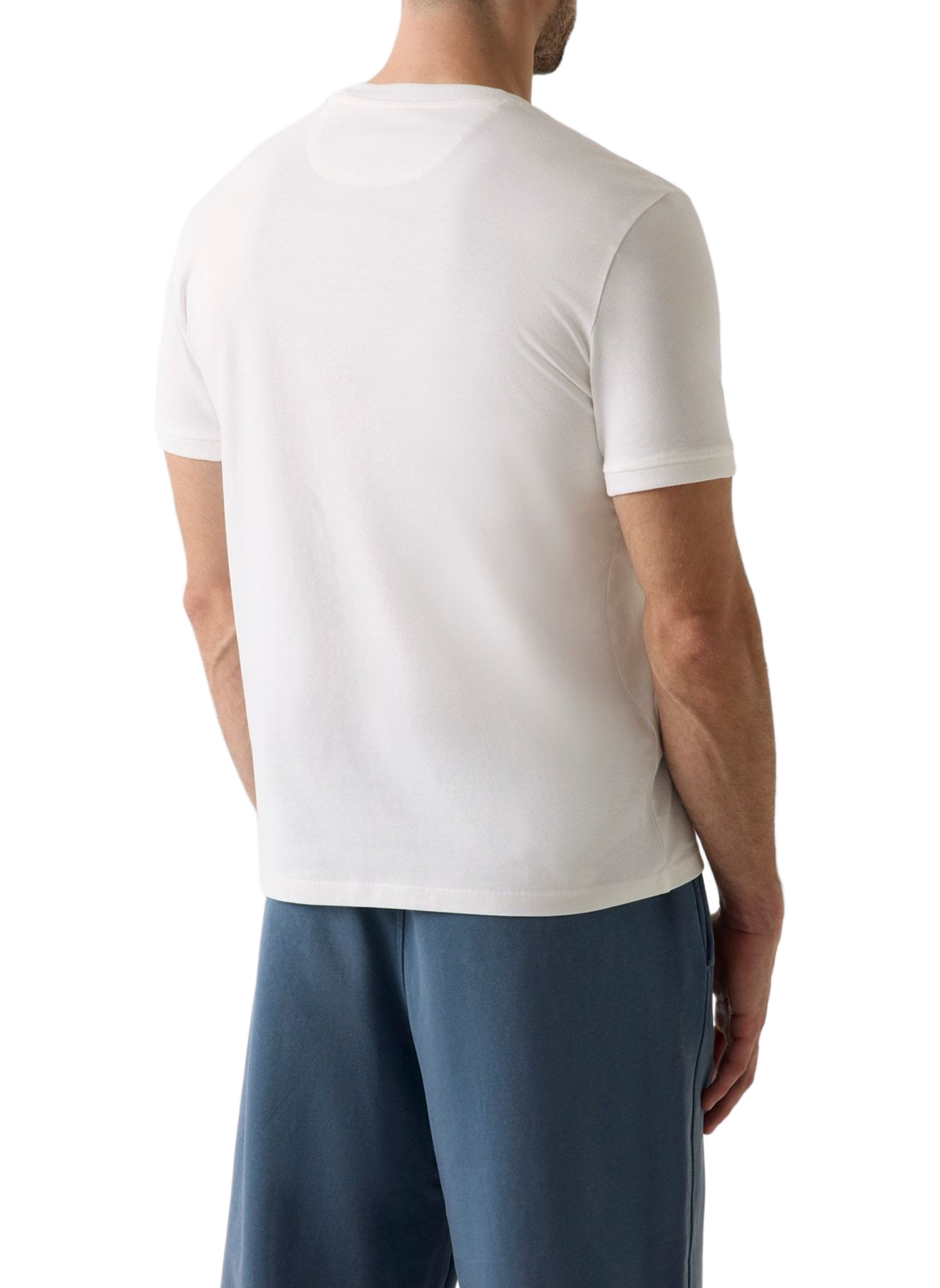 Straight short-sleeved T-shirt with cotton triangle logo GUESS White