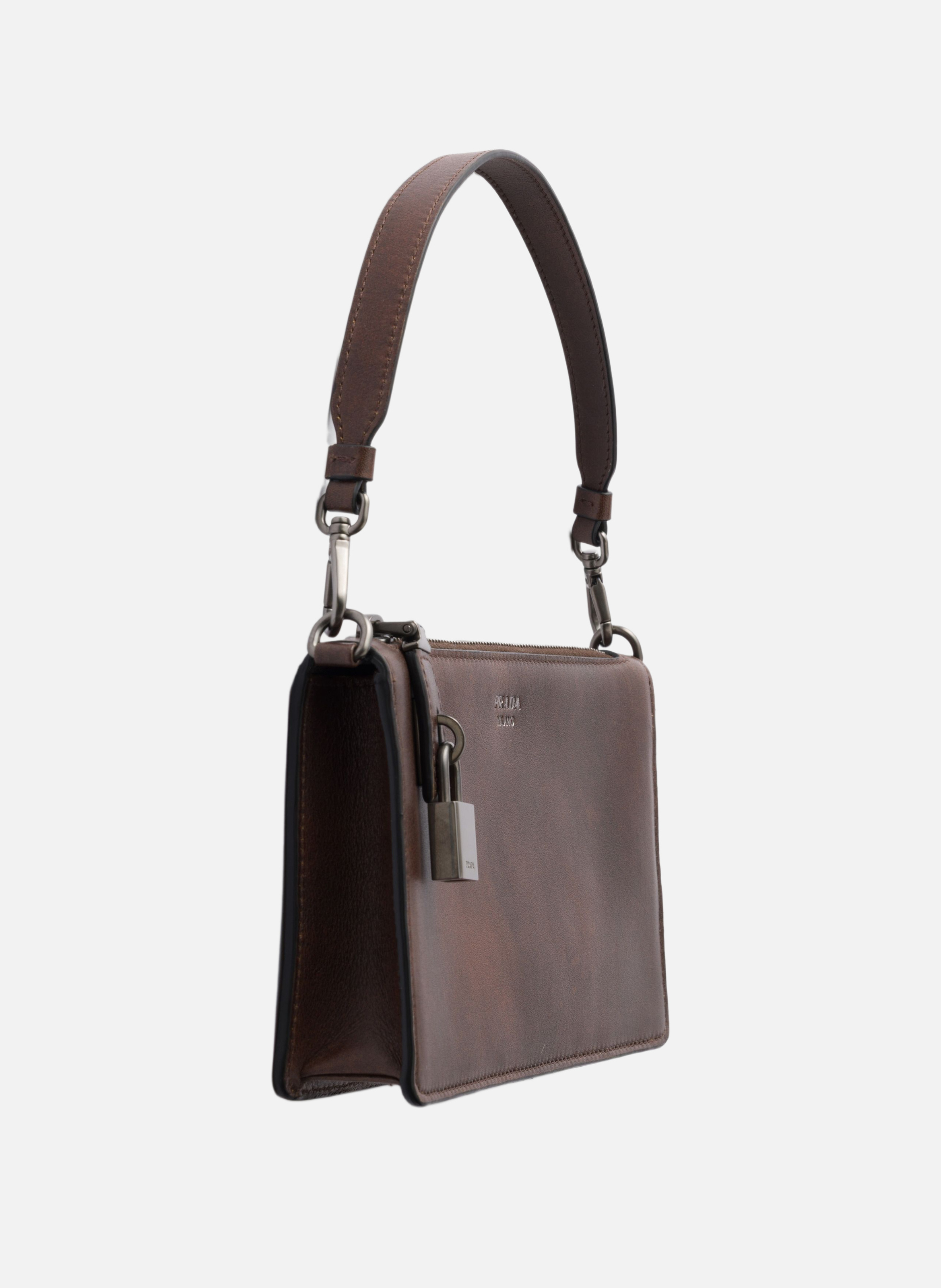 Pochette en cuir PRADA Marron