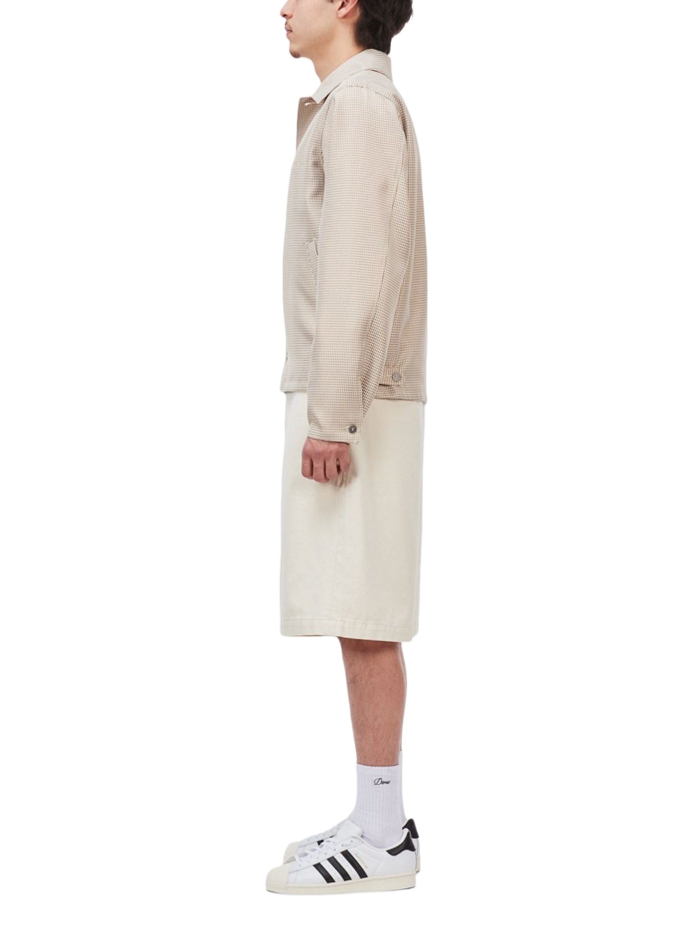 Oversized high-neck cotton denim jacket DIME Beige