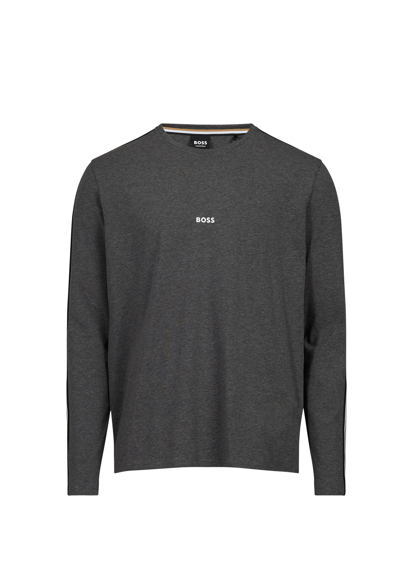 Gerader Rundhals-T-Shirt in Uni-Farbe BOSS Grau