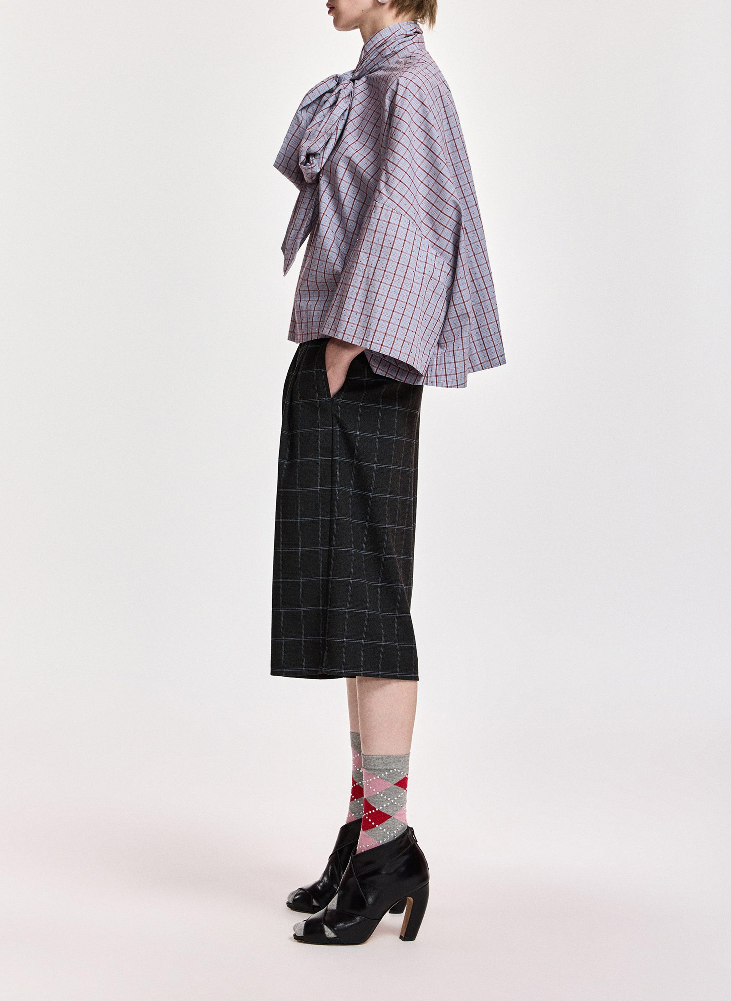 Top oversize col lavallière en coton kefir ESSENTIEL ANTWERP Bleu