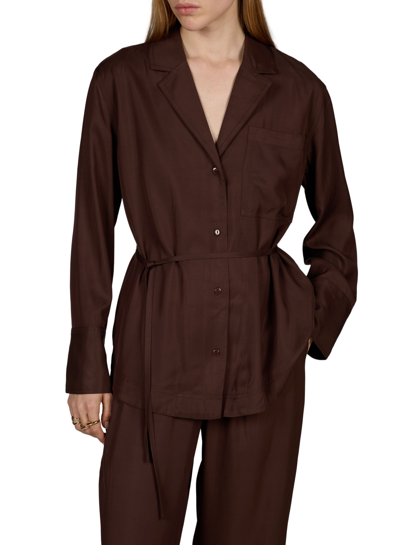 Gerade geschnittene Tonia-Hemdbluse mit Reverskragen ROUGE EDIT Braun