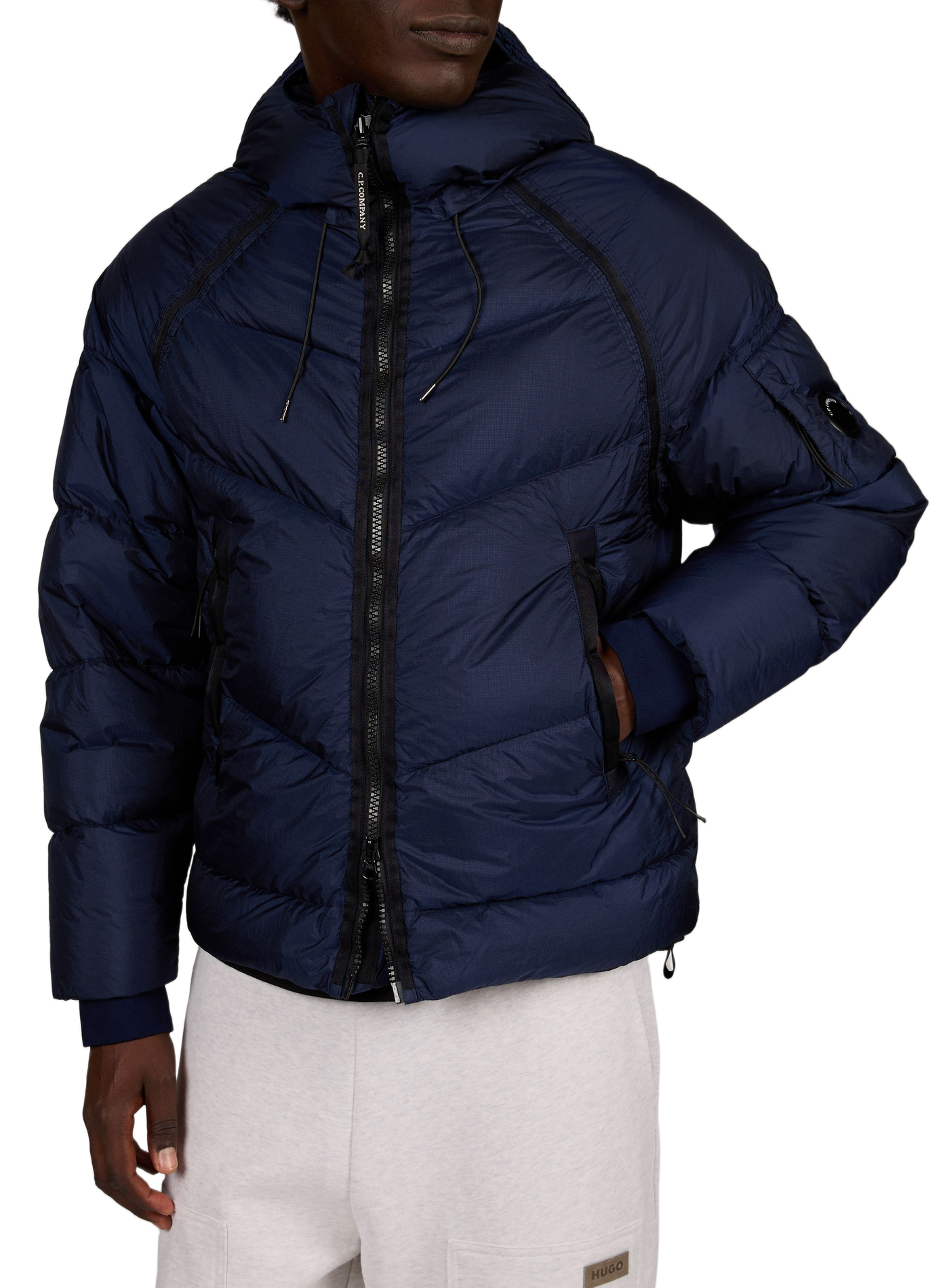 Quilted hooded Down jacket CP COMPANY Blue