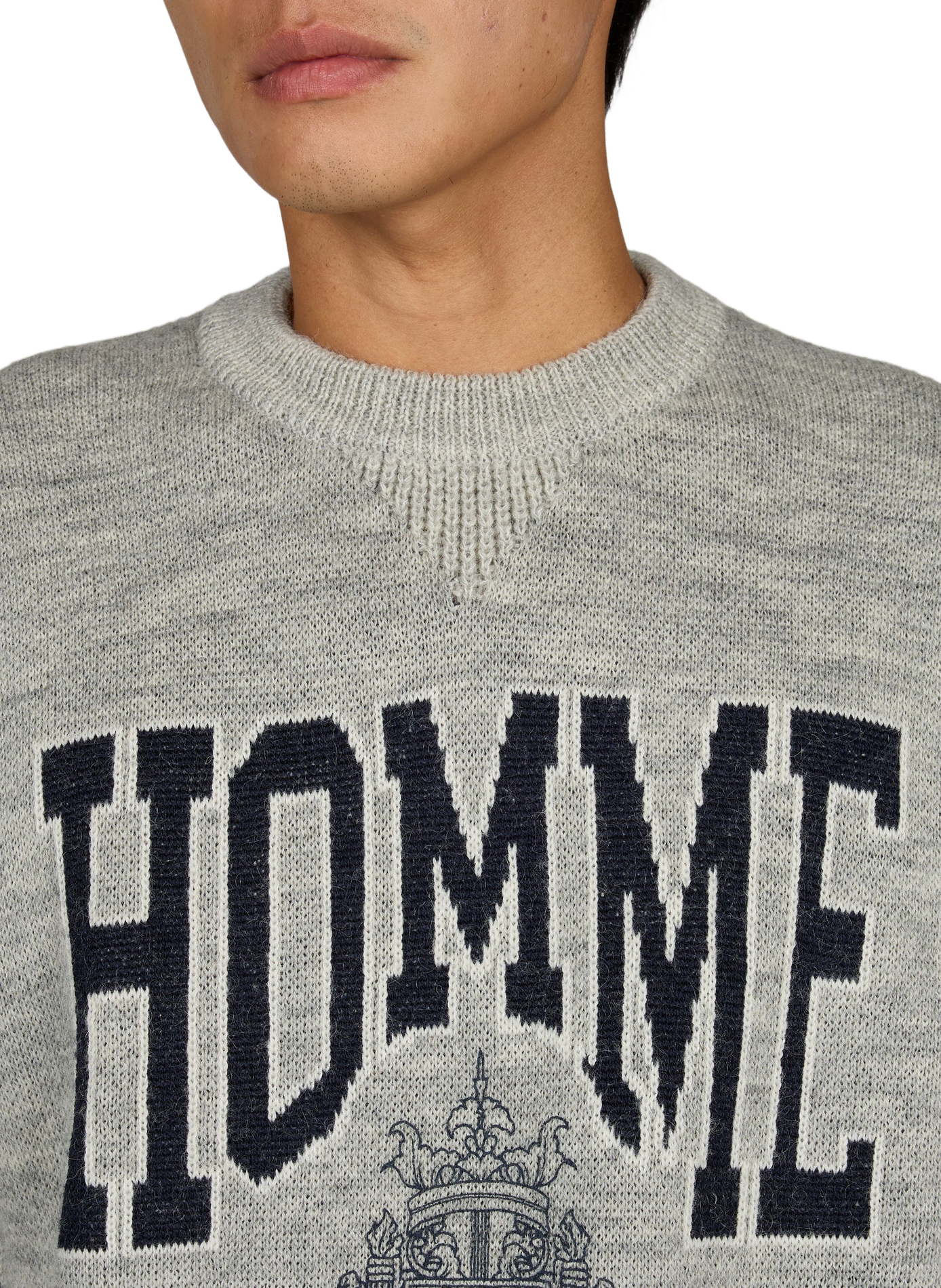 Straight fit round neck wool blend sweater COMME DES GARCONS HOMME Grey