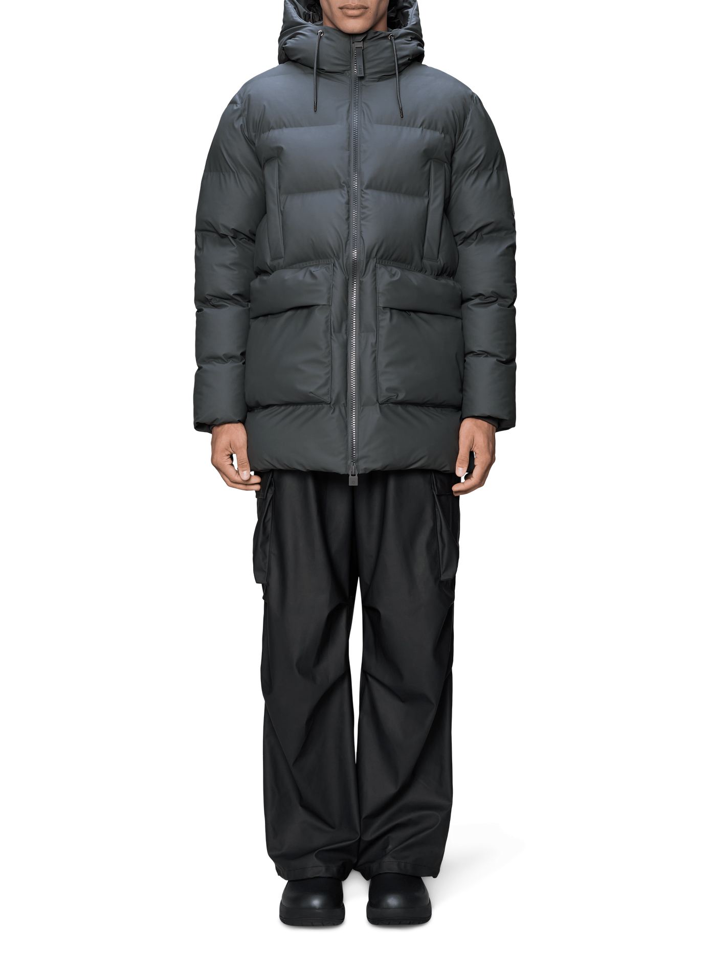 Hooded padded jacket | Grey RAINS Men