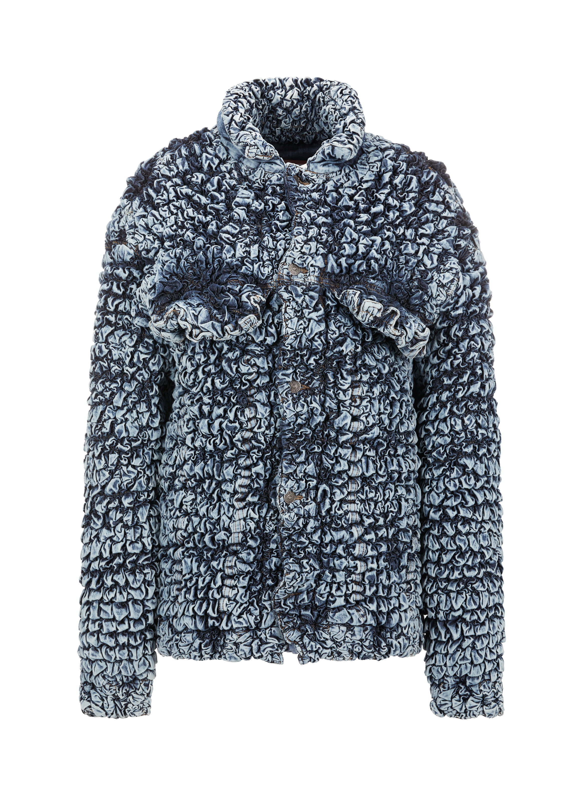 Veste en jean smockée en coton denim