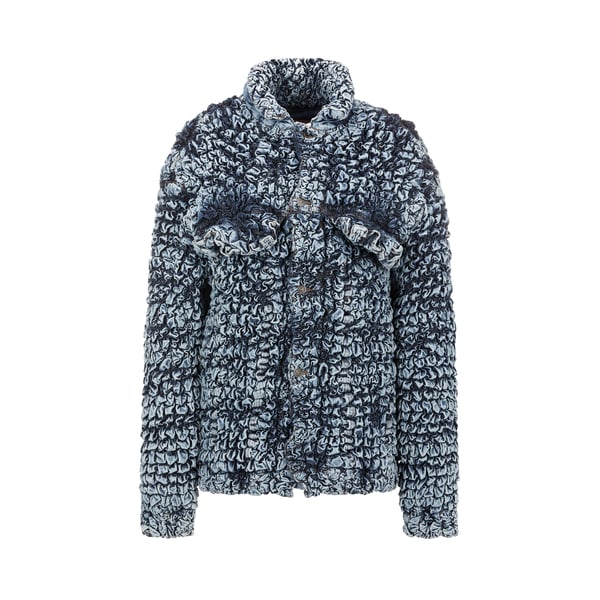 Veste en jean smockée en coton denim
