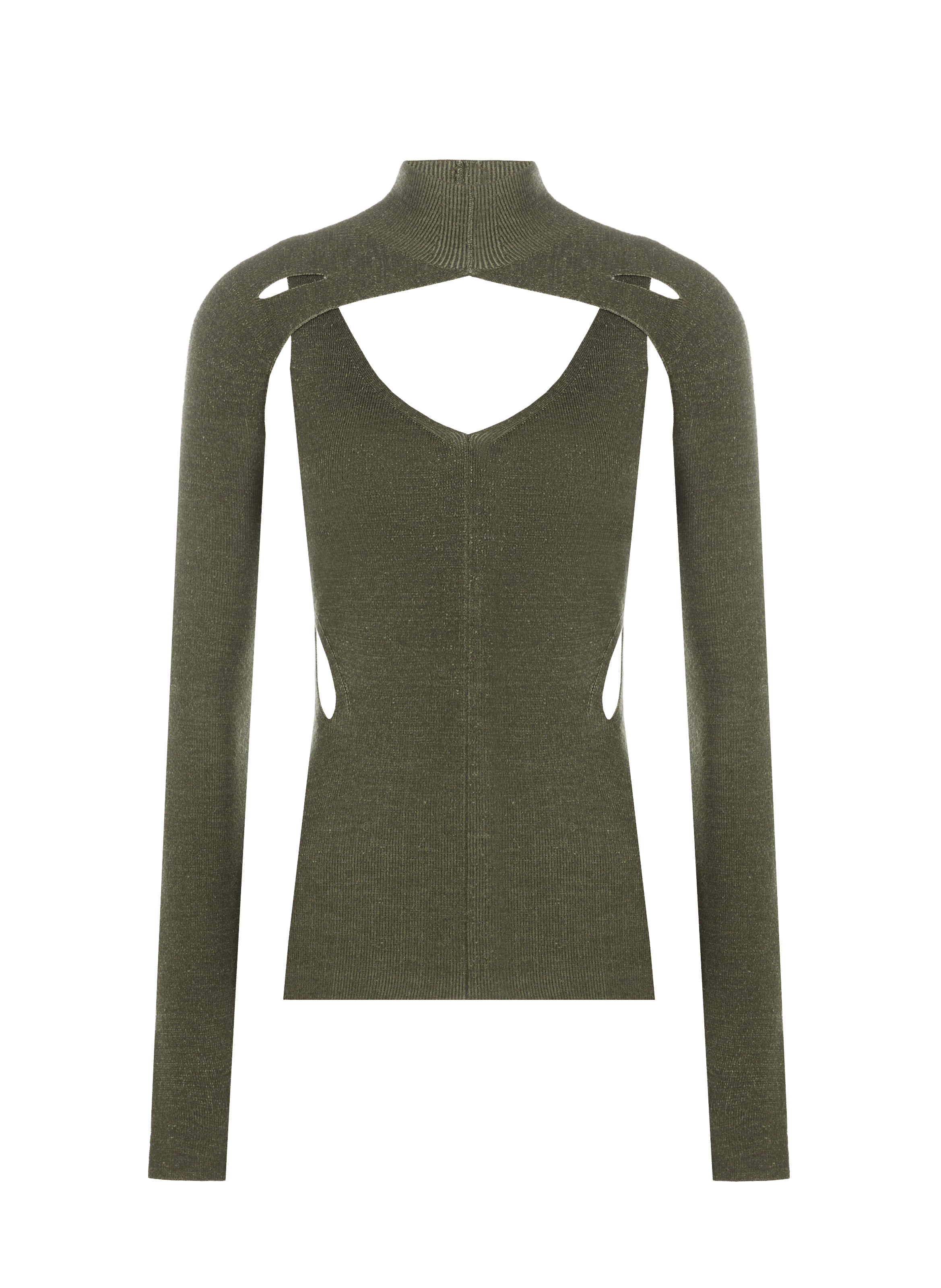 Top à découpes en laine mélangée DION LEE Vert