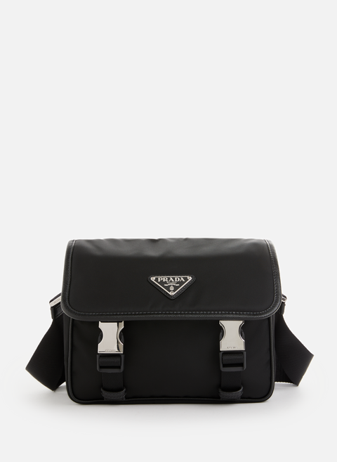 Shoulder bag in Re-Nylon and Saffiano leather BlackPRADA 