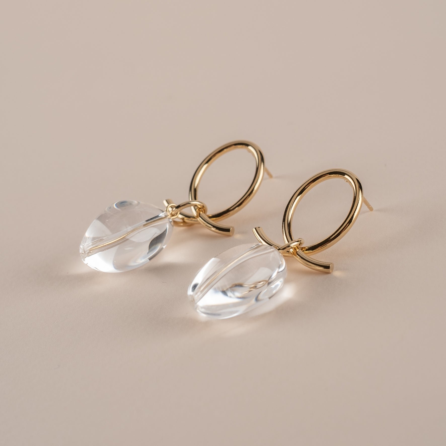 Boucles d'oreille luna cristal de roche argent 925 plaqué or ANNA SOTTILOTTA Doré