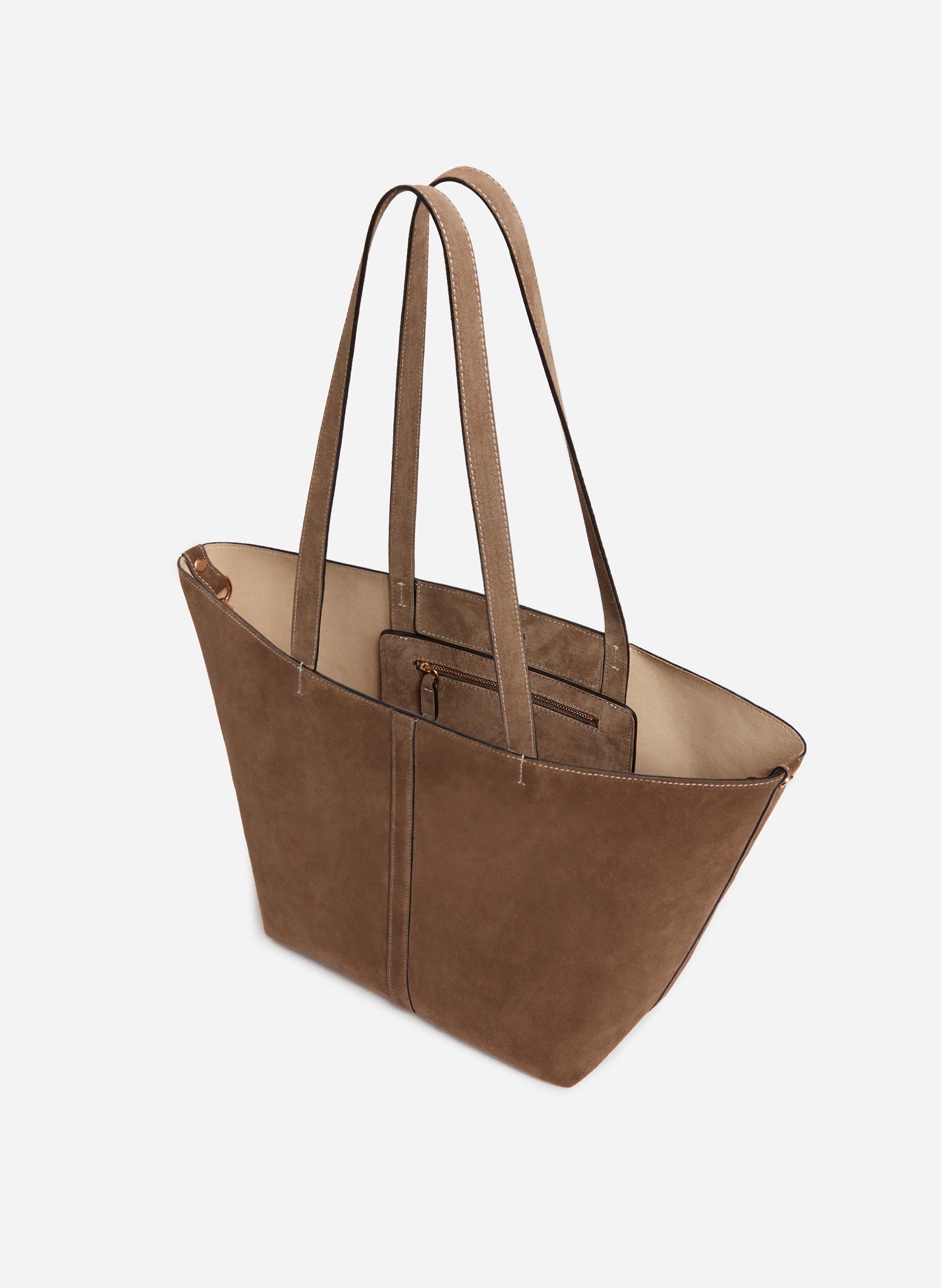 Petit cabas daily en cuir velours VANESSA BRUNO Beige
