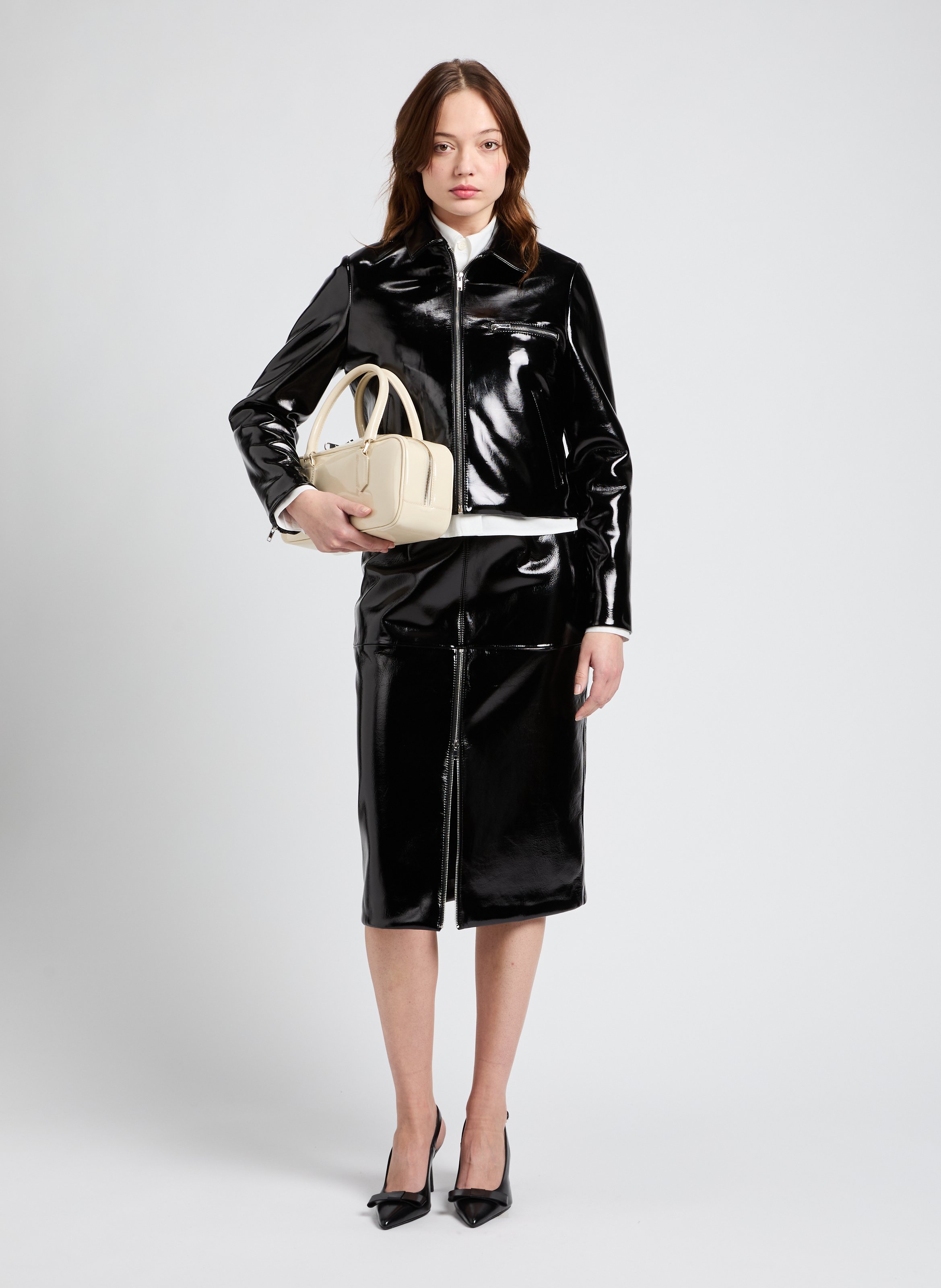 Jupe midi en cuir VINIA SAISON 1865 Noir