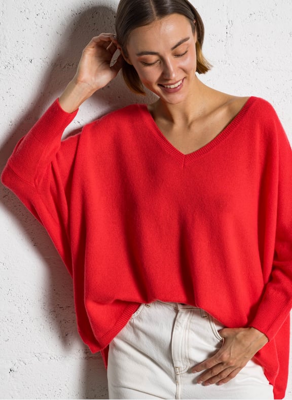 Pull col v oversize en cachemire minie Rose by KUJTEN KUJTEN Pull col v oversize en cachemire minie Rose