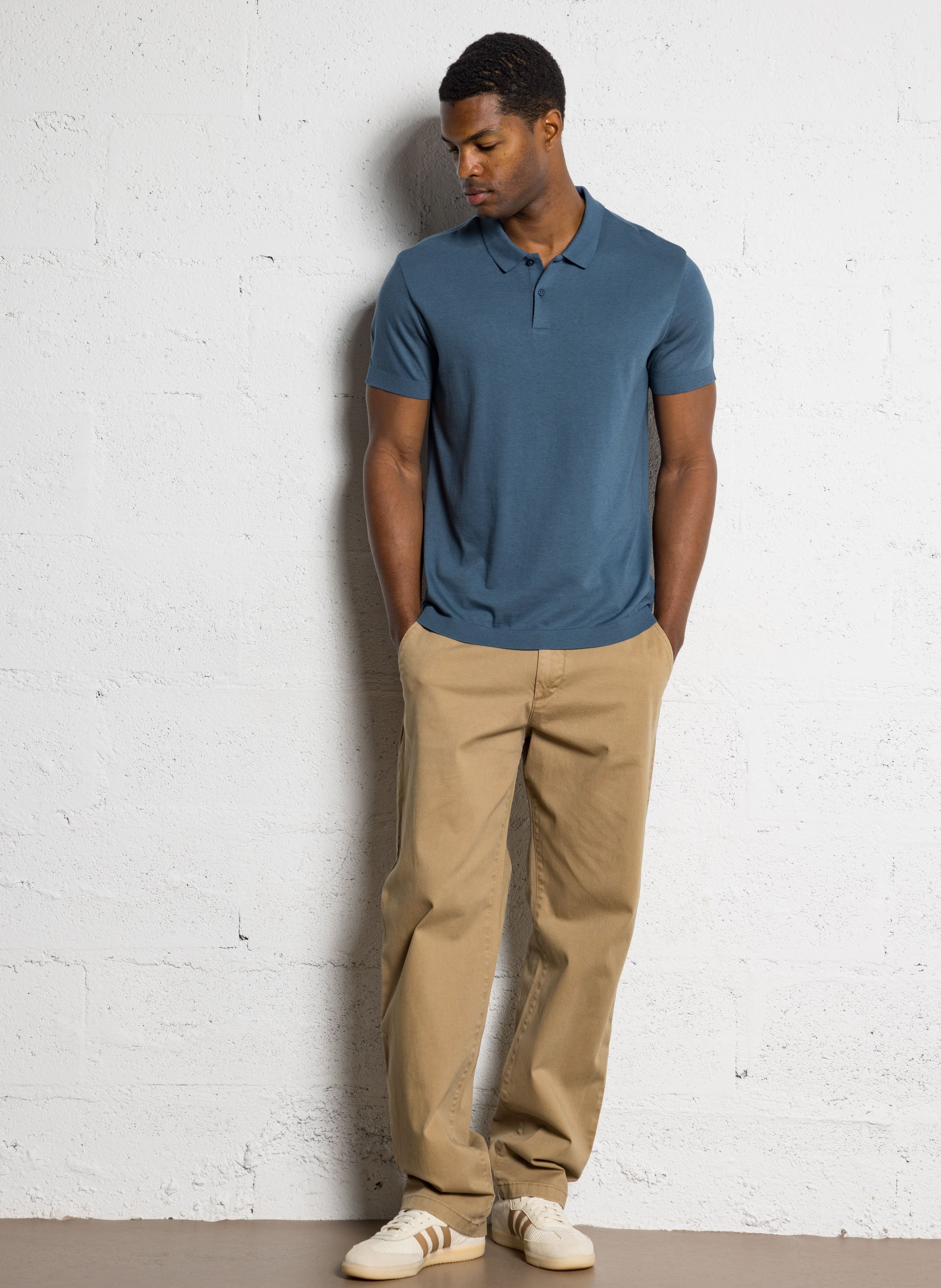 Polo manches courtes en maille unie IKKS Bleu