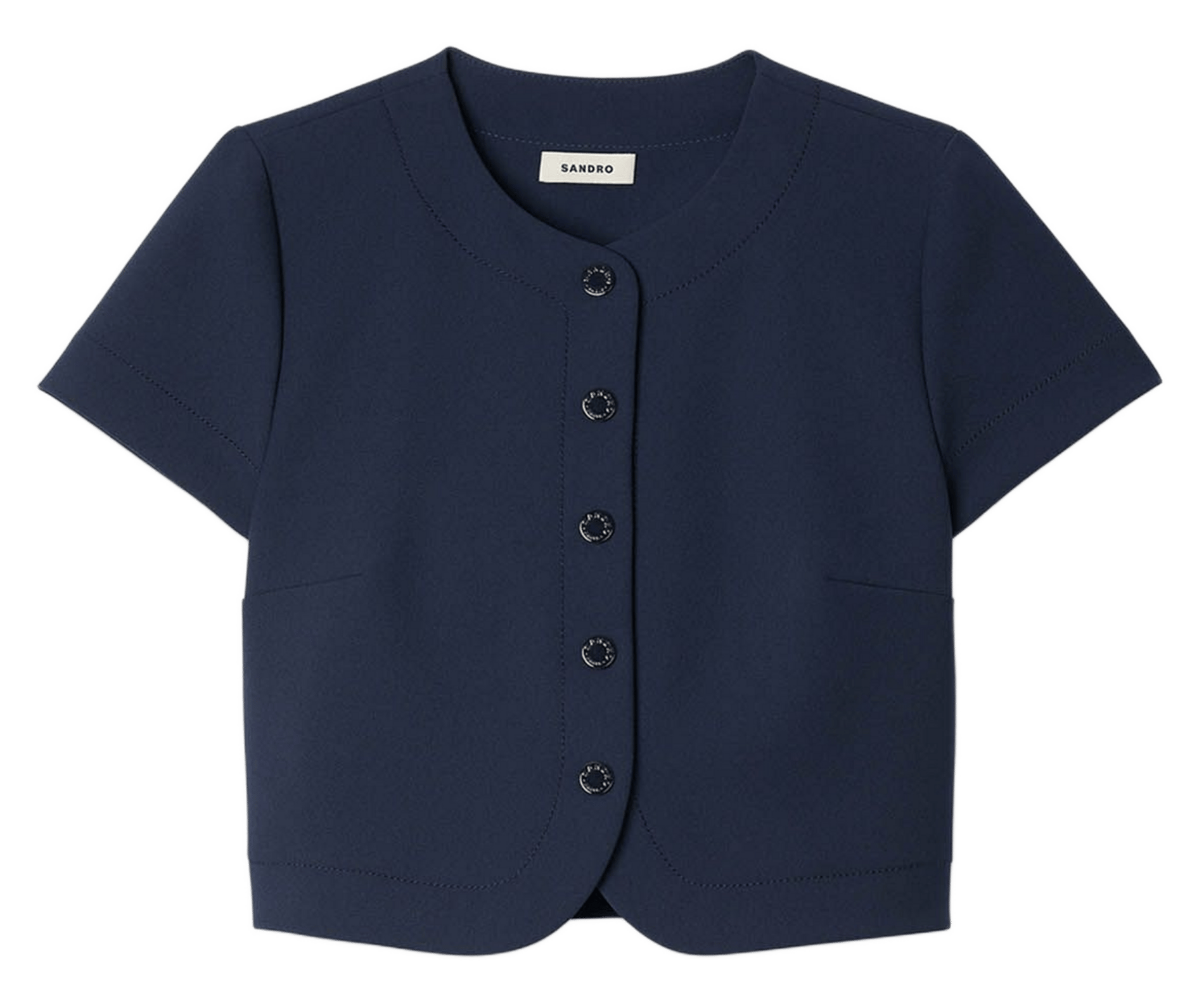 Top droit col rond Bleu
