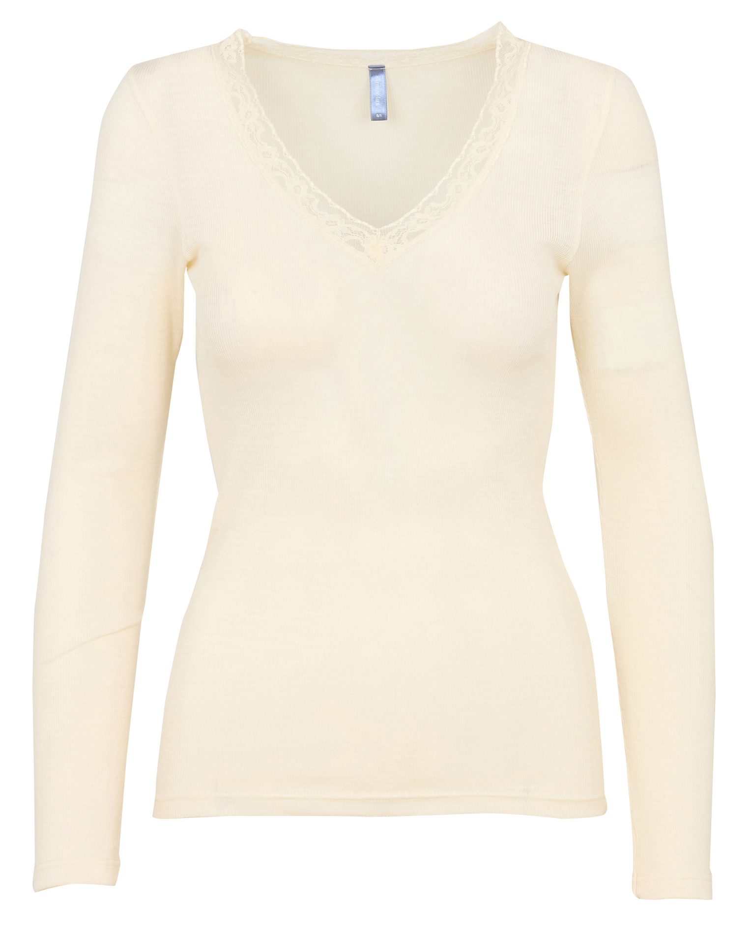 ARMOR-LUX Tee-shirt col v dentelle uni Beige