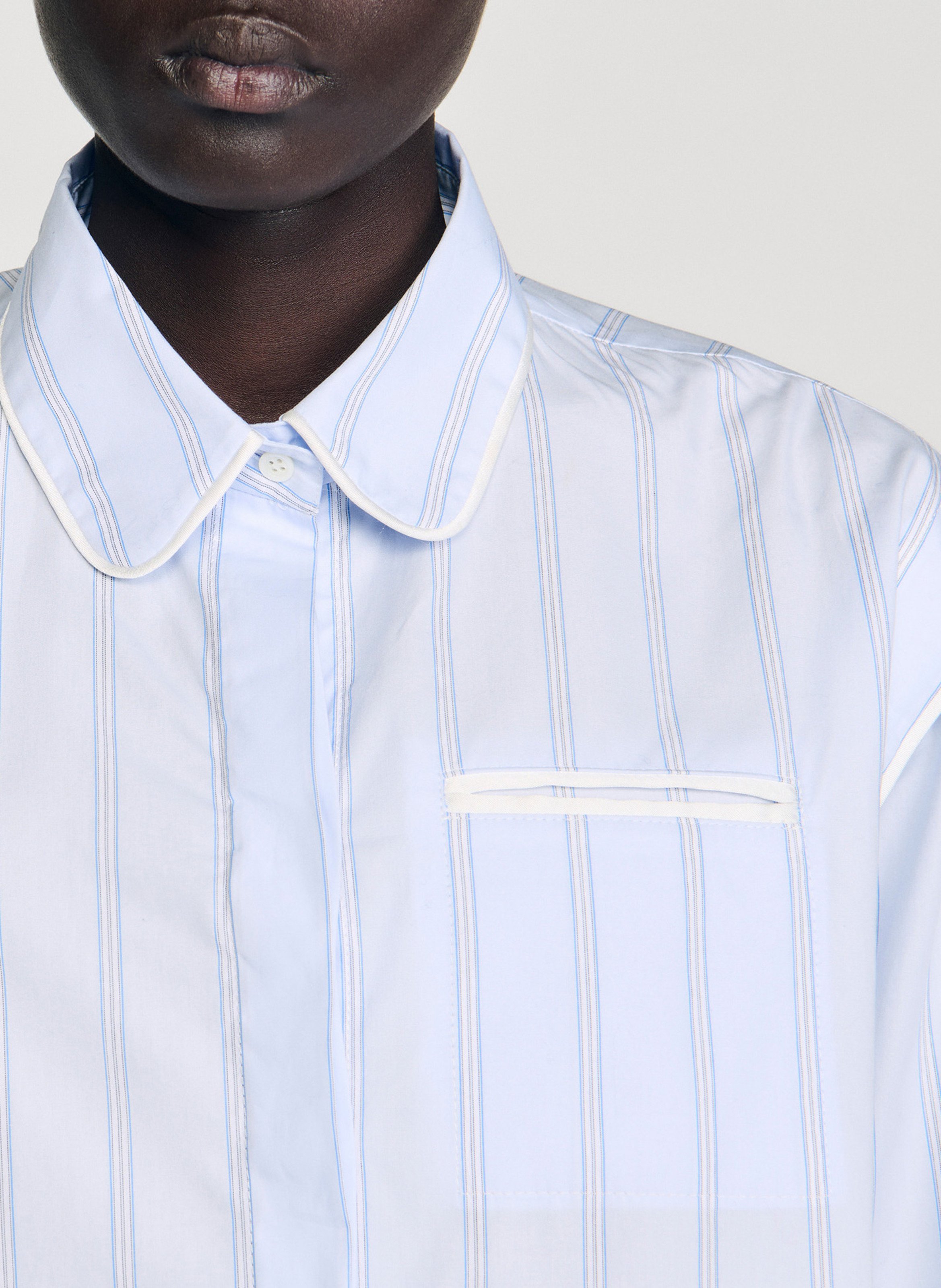 Chemise oversize col classique en coton rayé SANDRO Bleu