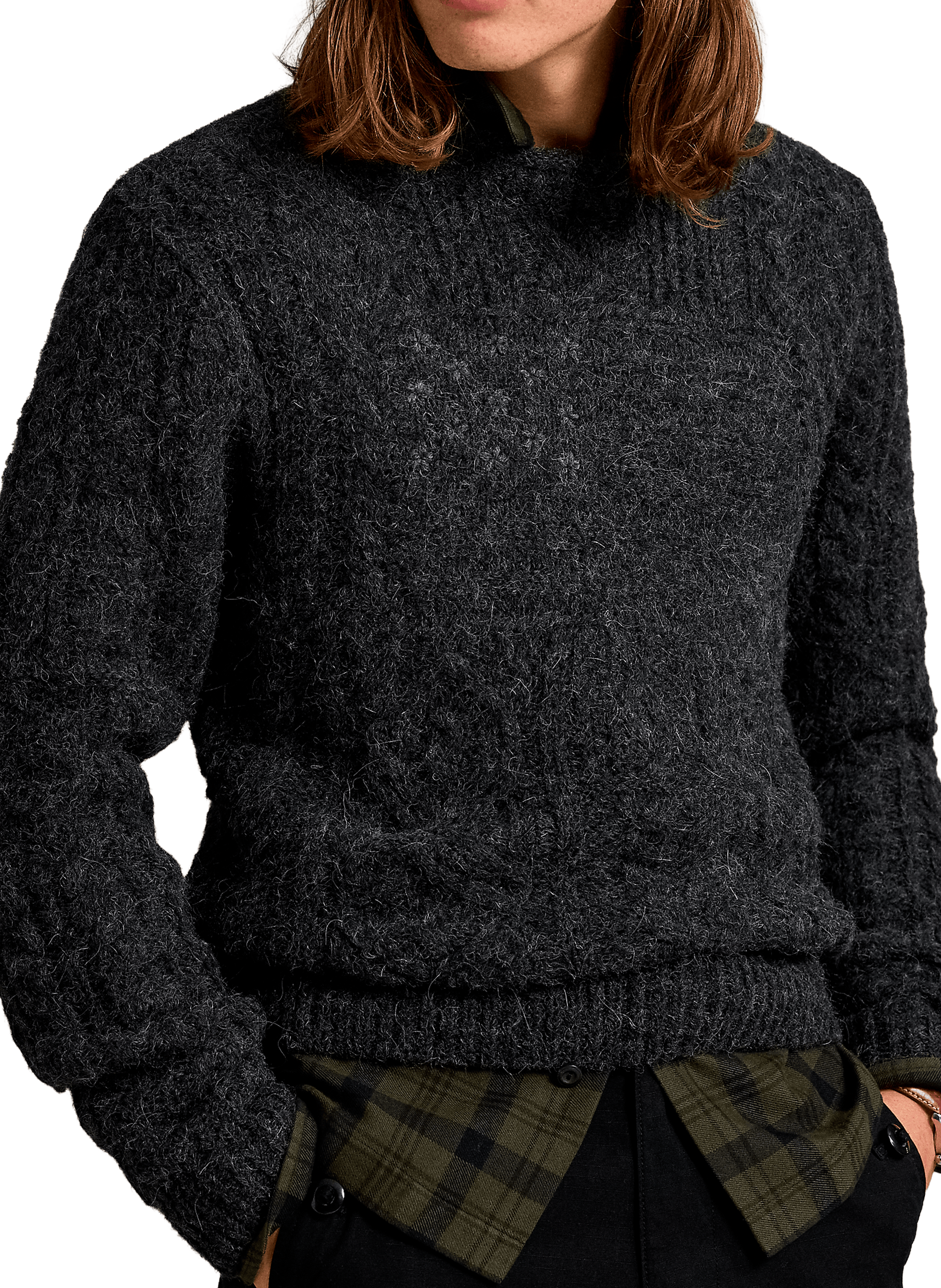 Pull col rond en laine mélangée POLO RALPH LAUREN Gris