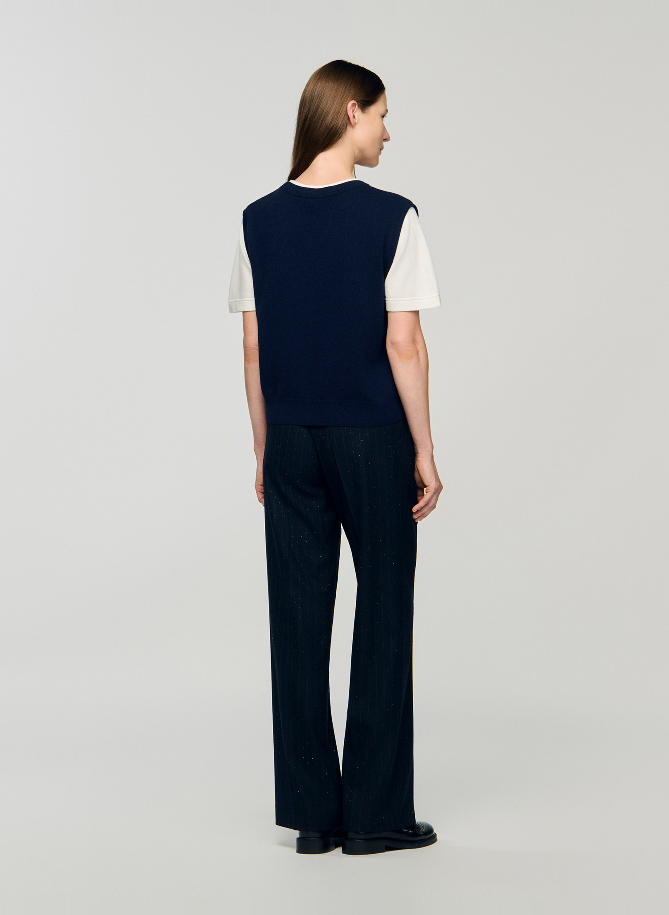 Pull 2 en 1 à losanges en laine et cachemire Bleu