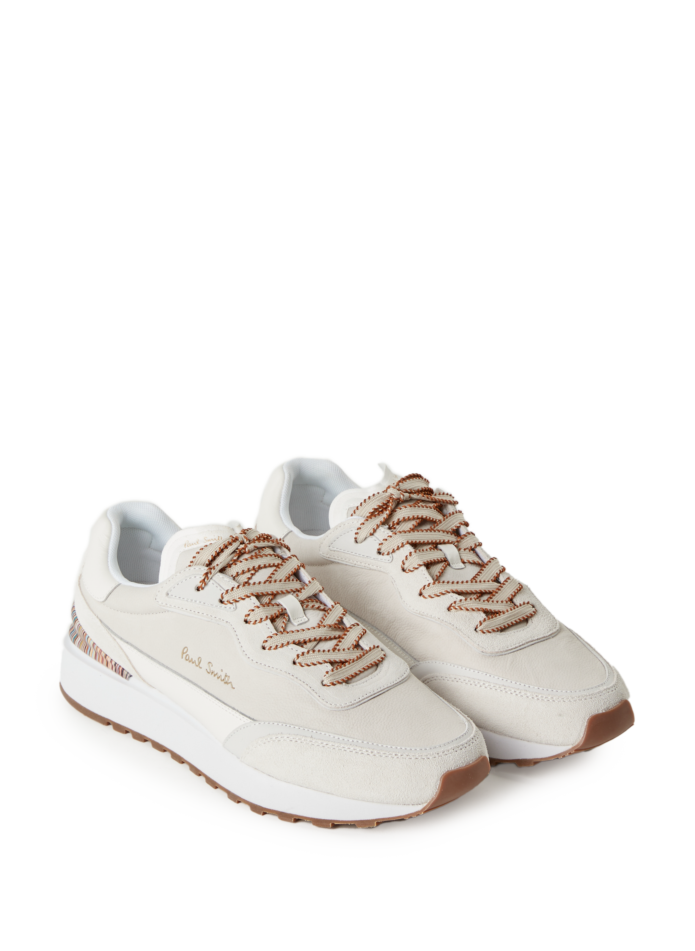 Bi-material leather sneakers PAUL SMITH White