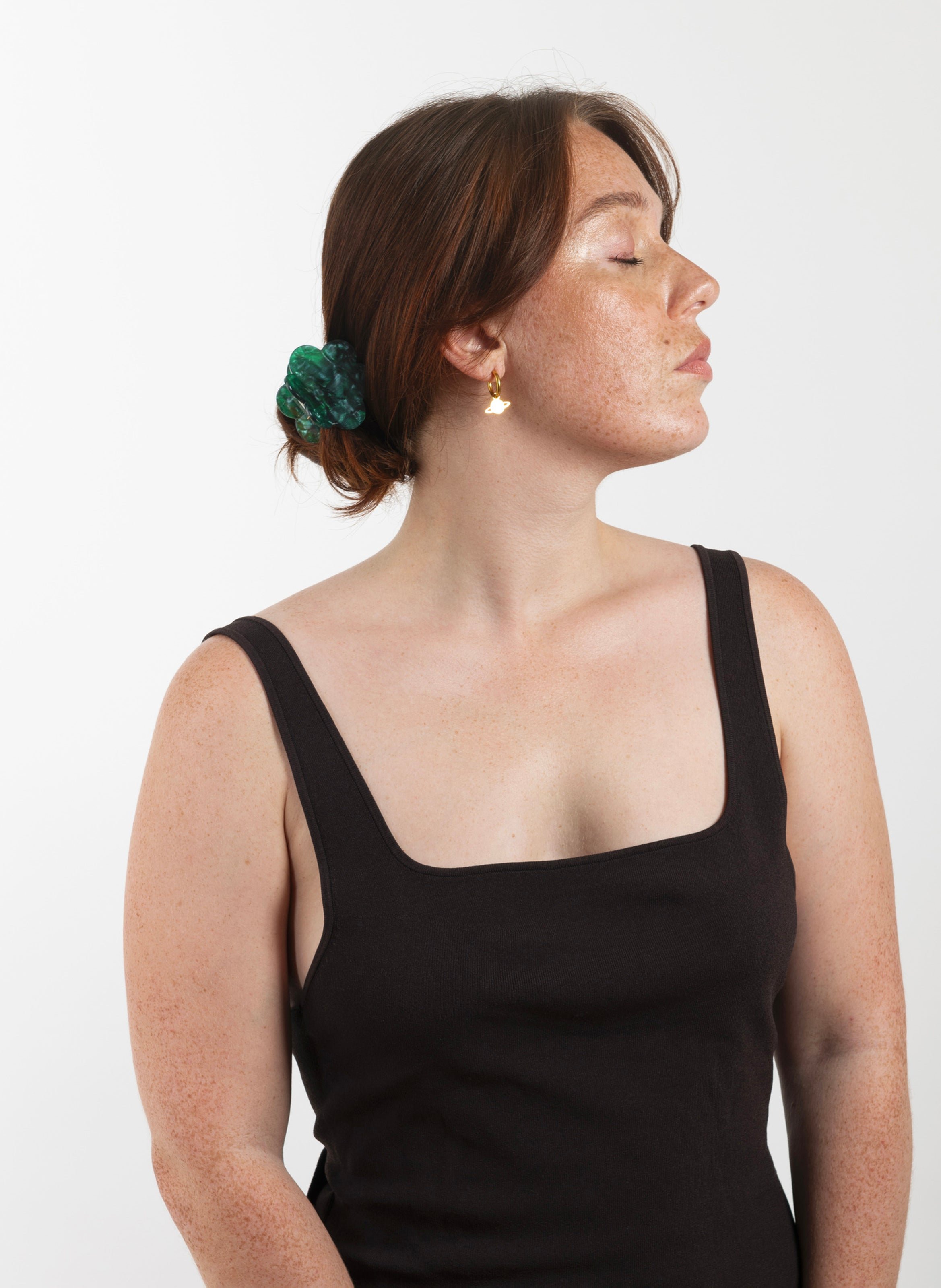 Pince à cheveux fleurette en acétate de cellulose KURAGE GINZA Vert