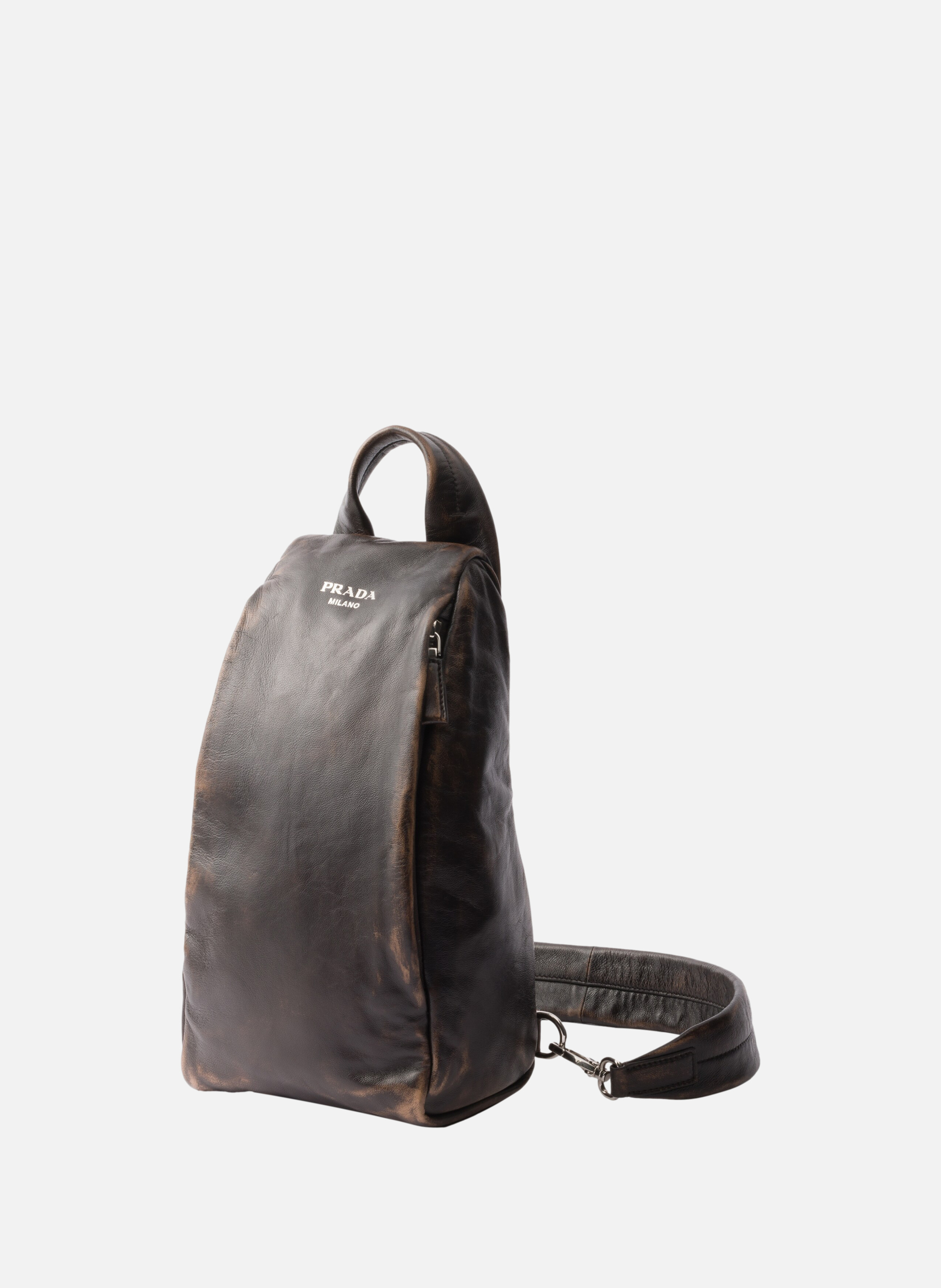 Sac à dos en cuir nappa PRADA Marron