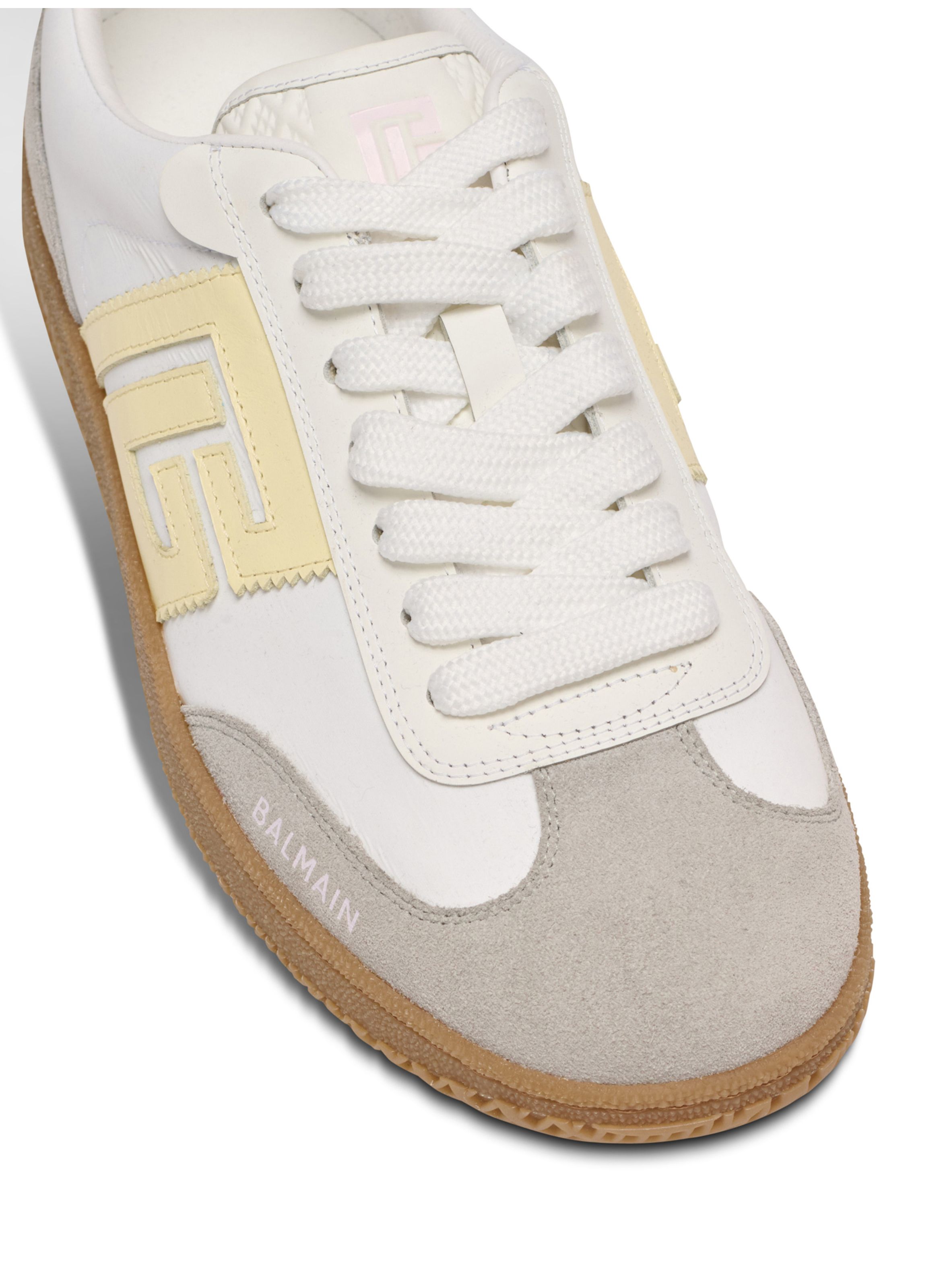 Baskets swan en cuir de veau et nylon BALMAIN Blanc