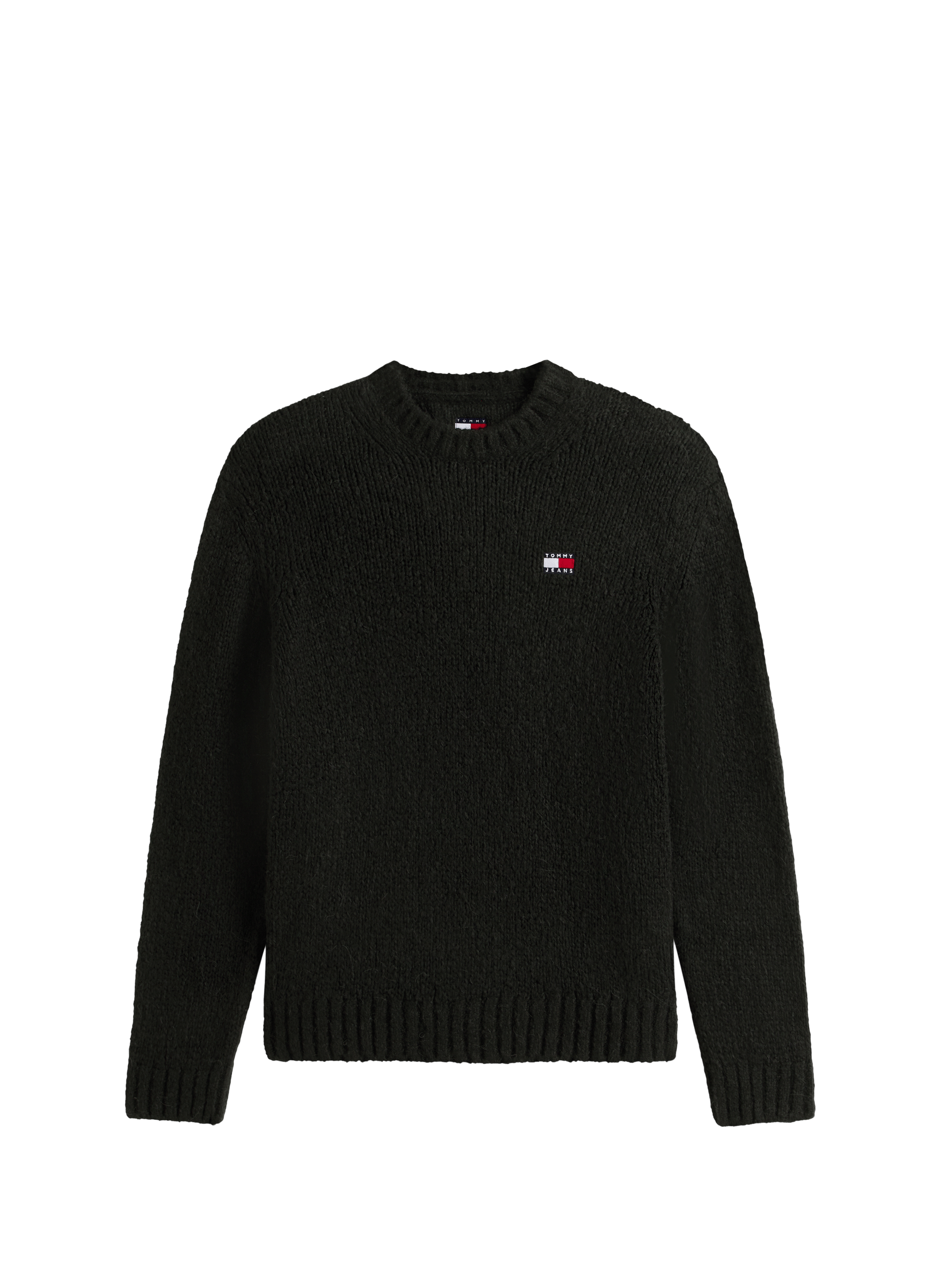 Ribbed knit cotton blend sweater TOMMY HILFIGER Black