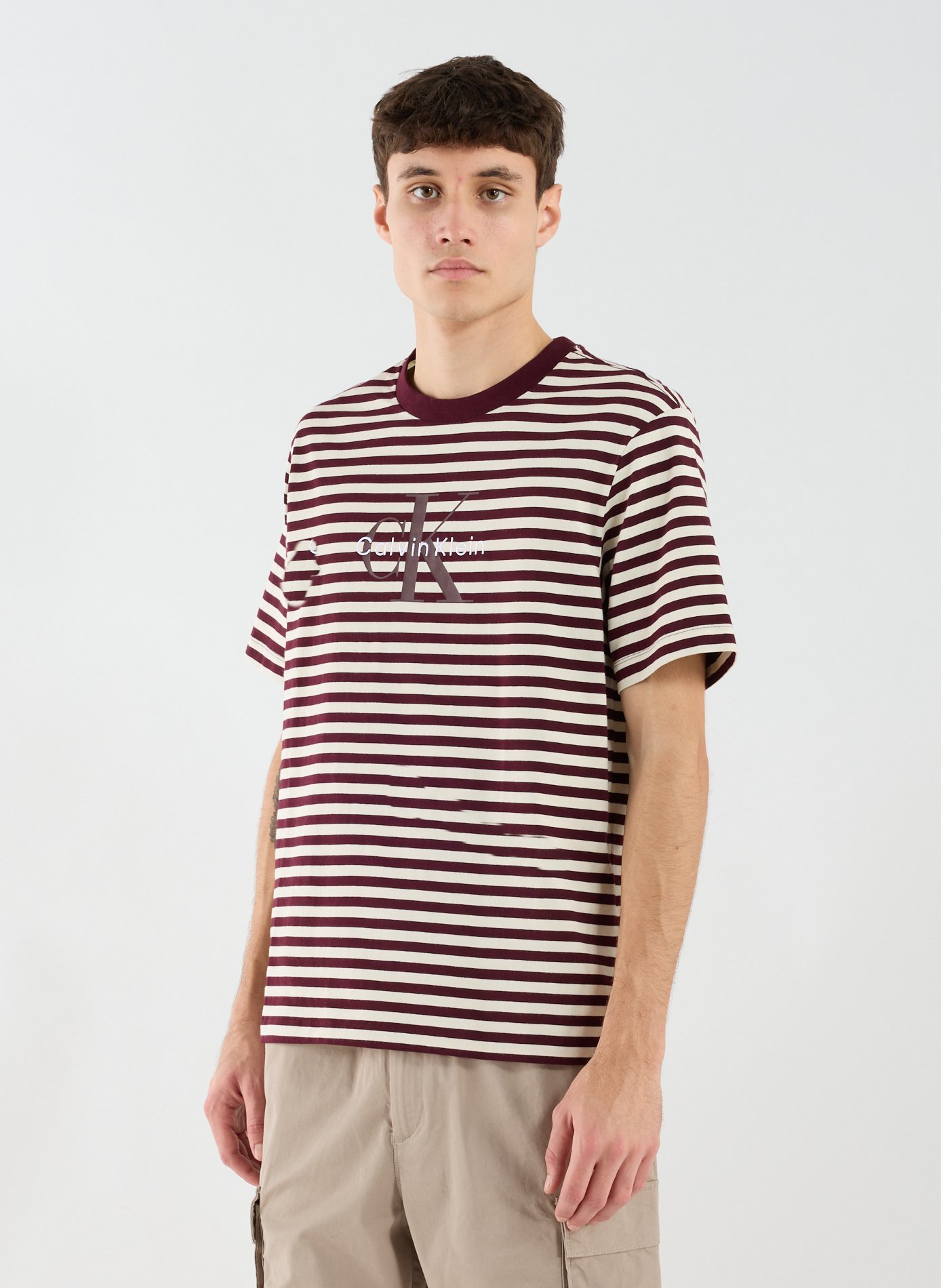 CALVIN KLEIN Striped cotton T-Shirt Red