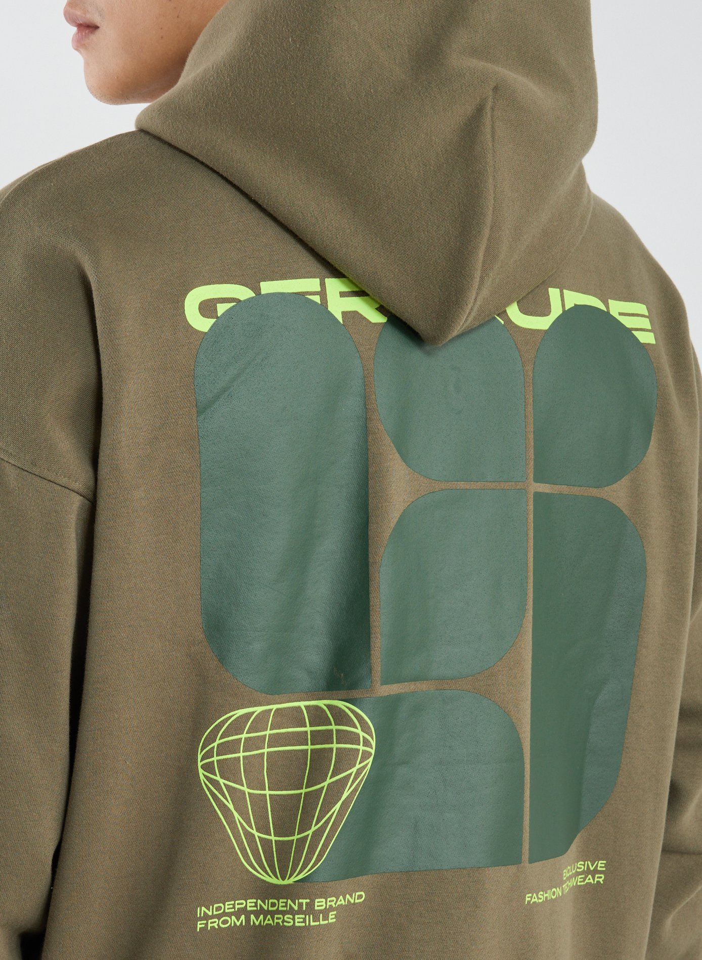 Sweat zippé à capuche en coton mélangé GERTRUDE ET GASTON Kaki