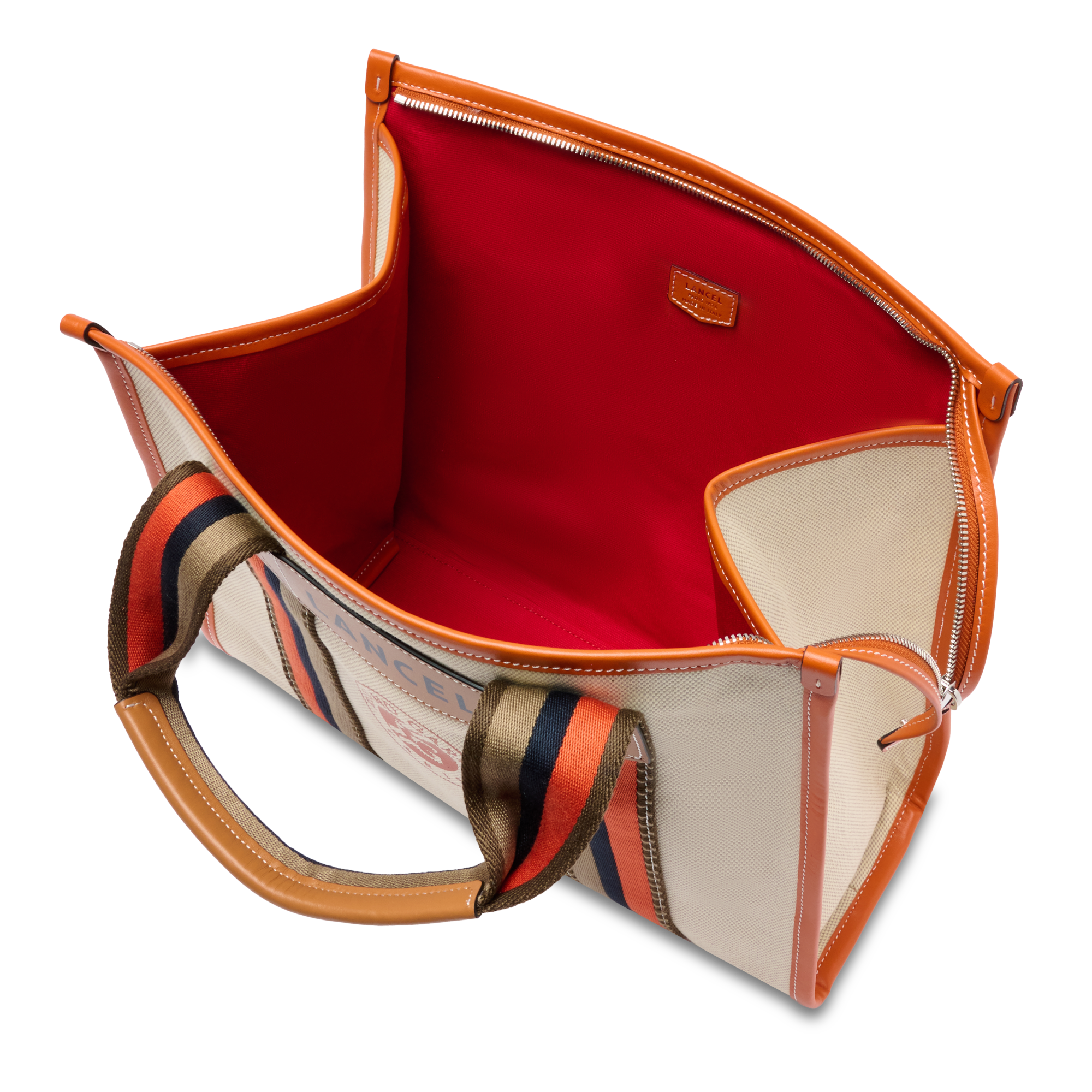 Sac cabas zippé m lancel x roland garros en coton LANCEL Beige