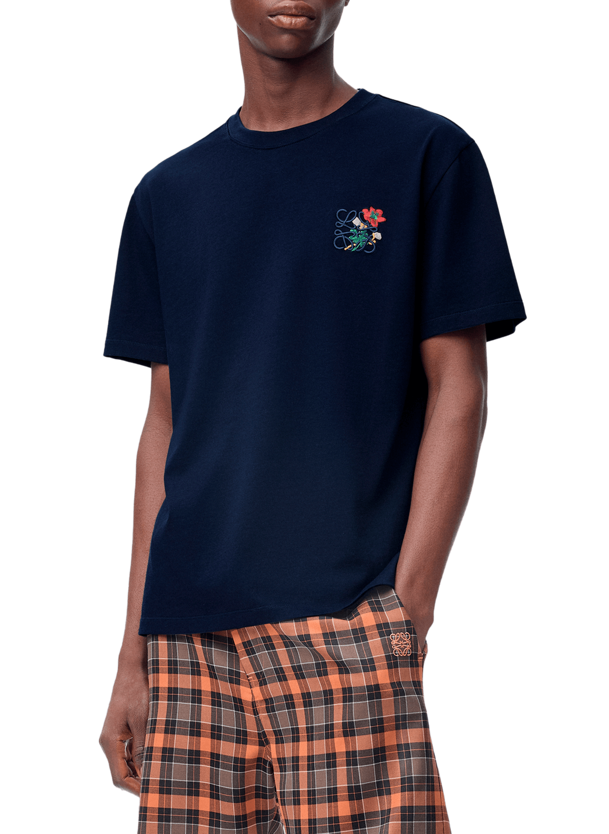 LOEWE Casual embroidered cotton t-shirt Blue