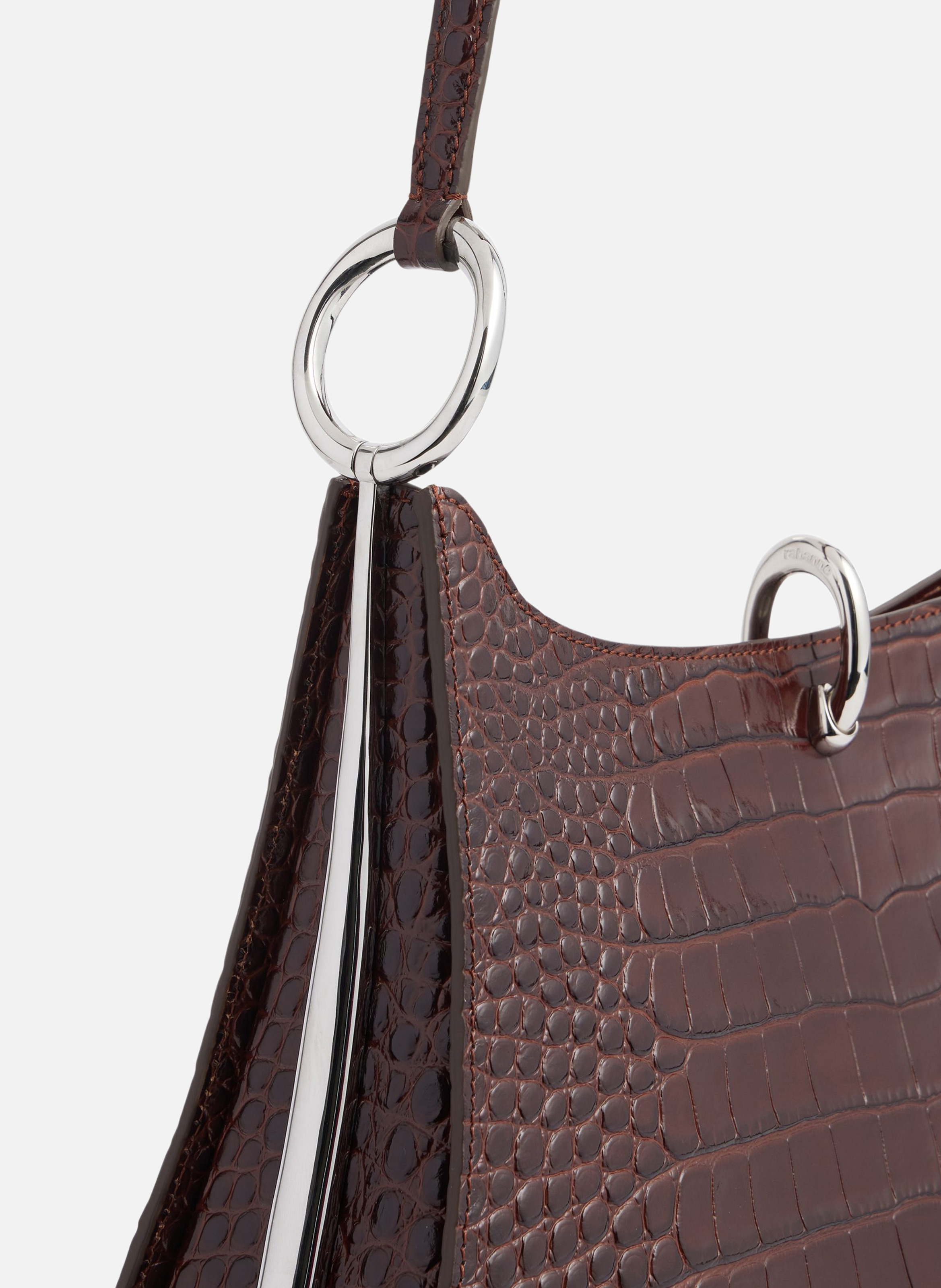 Grand sac ring en cuir RABANNE Marron