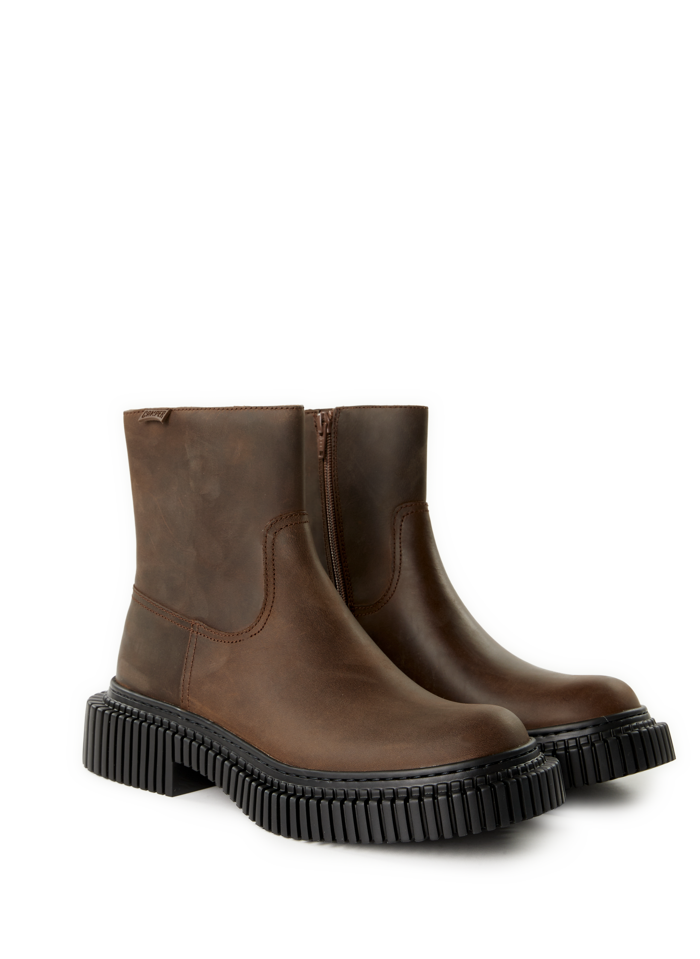 Zippered leather boots CAMPER Brown