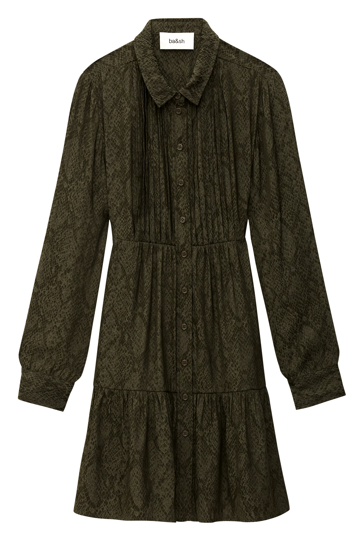 Robe courte col classique imprimée rosyna BA&SH Kaki