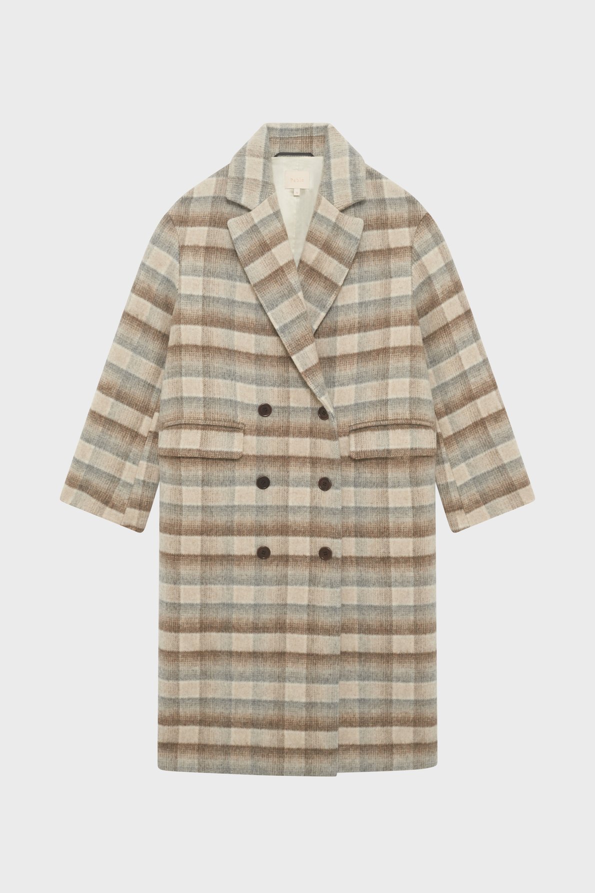 Manteau long croisé à carreaux - myrielle PABLO Beige