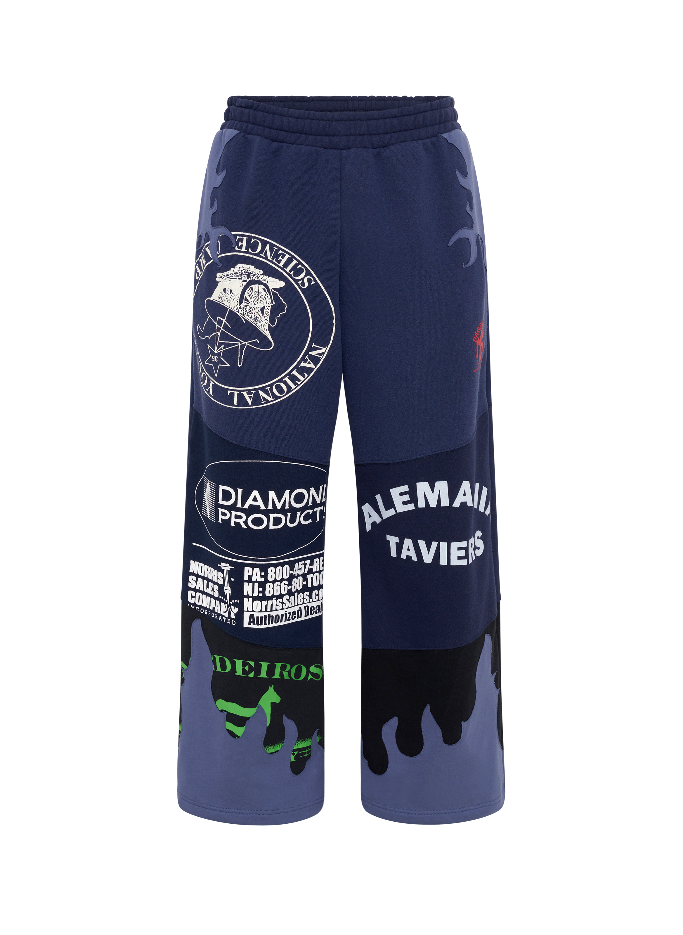 Pantalon en jersey upcyclé à patchs fleurs unisexe MARINE SERRE Bleu
