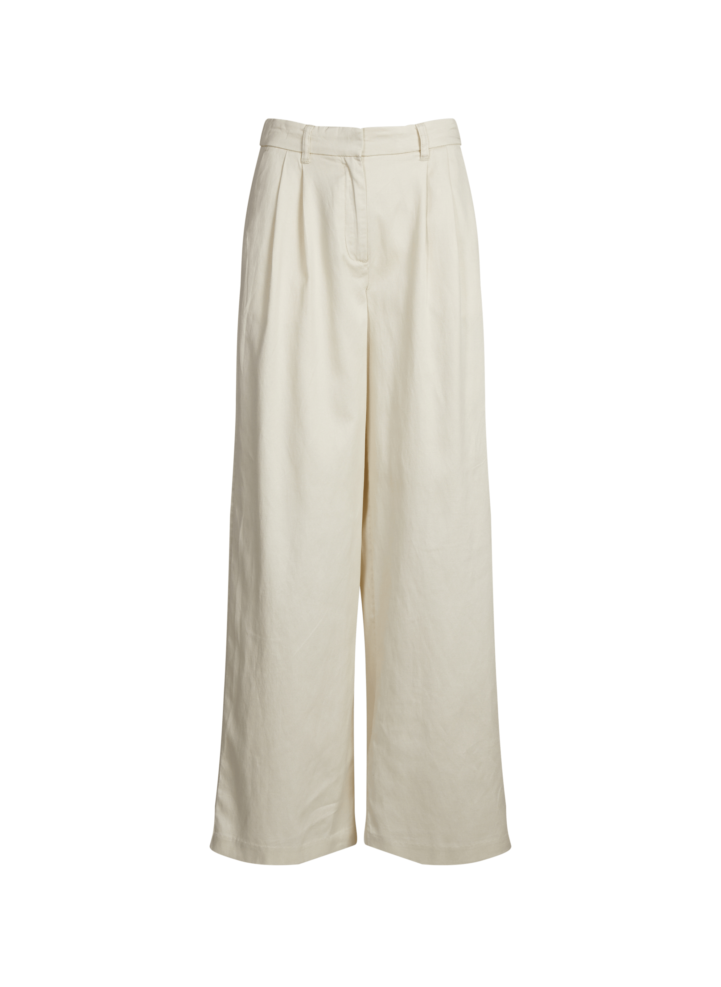 Wide-leg pants in cotton and linen blend OBJECT Beige