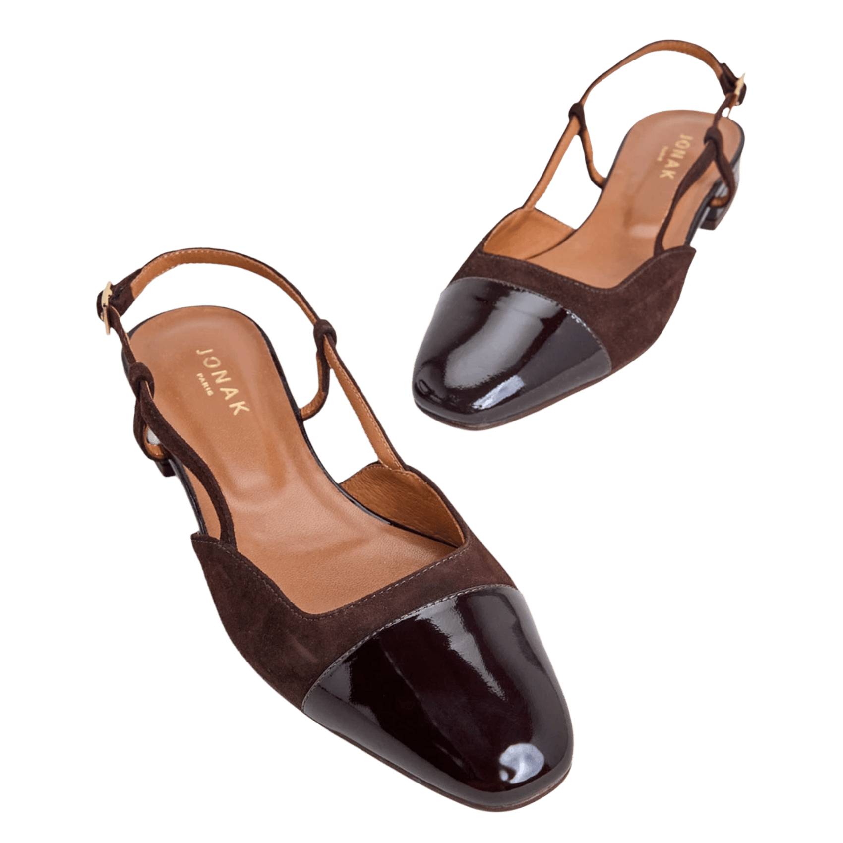 Ballerines en cuir bi-matière dhapou JONAK Marron