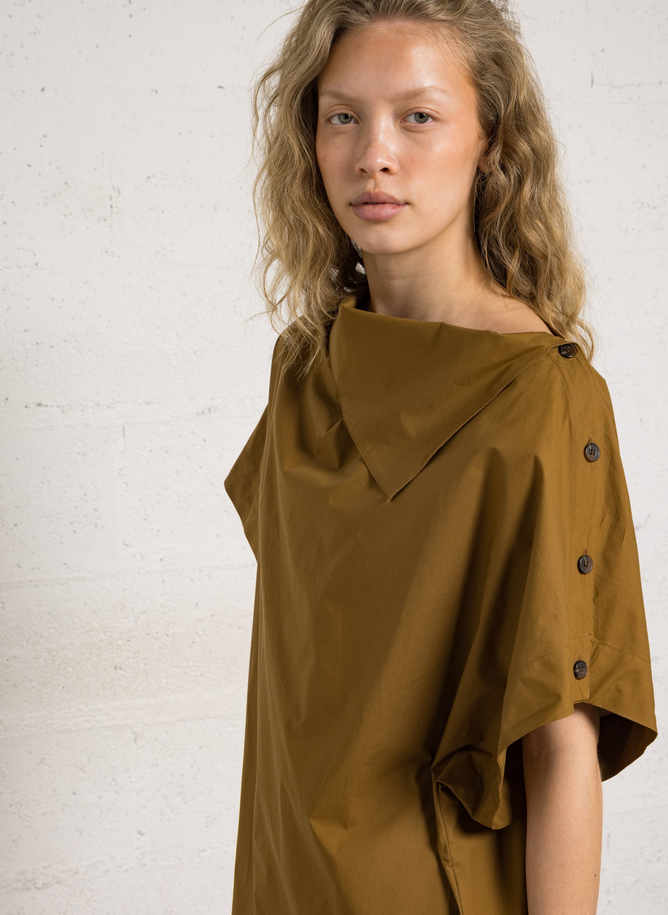 Robe courte col tombant en coton bio hattie SOEUR Marron