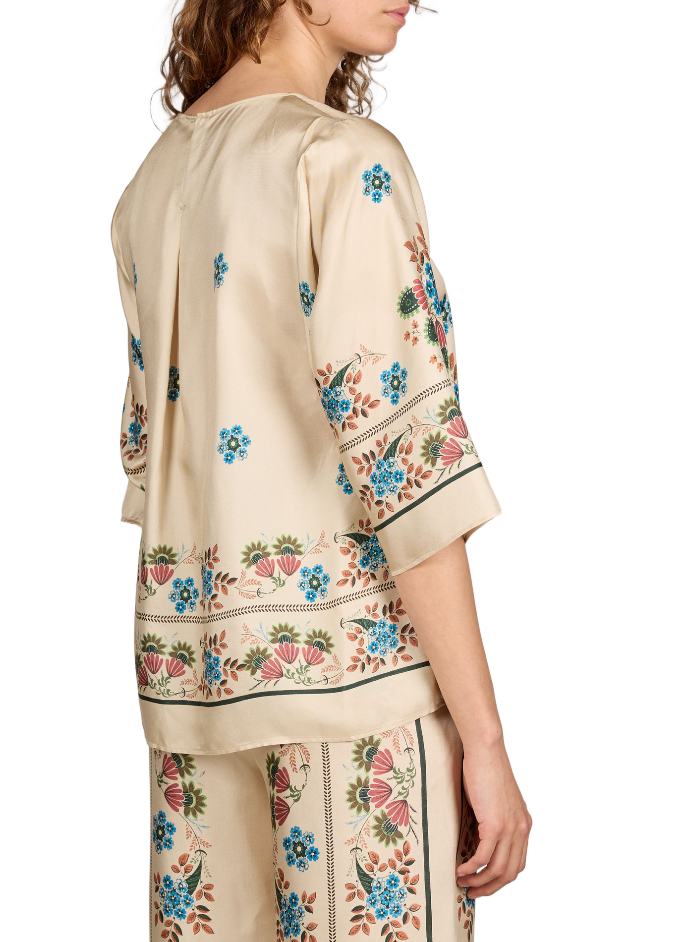 Chemise fleurie col rond en soie MAX MARA WEEK END Multicolore