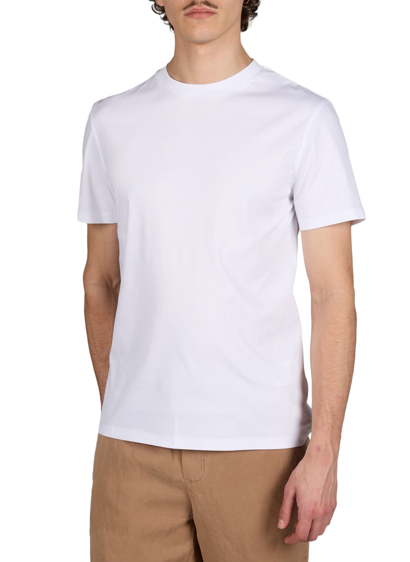 Plain round neck cotton T-shirt STRELLSON White