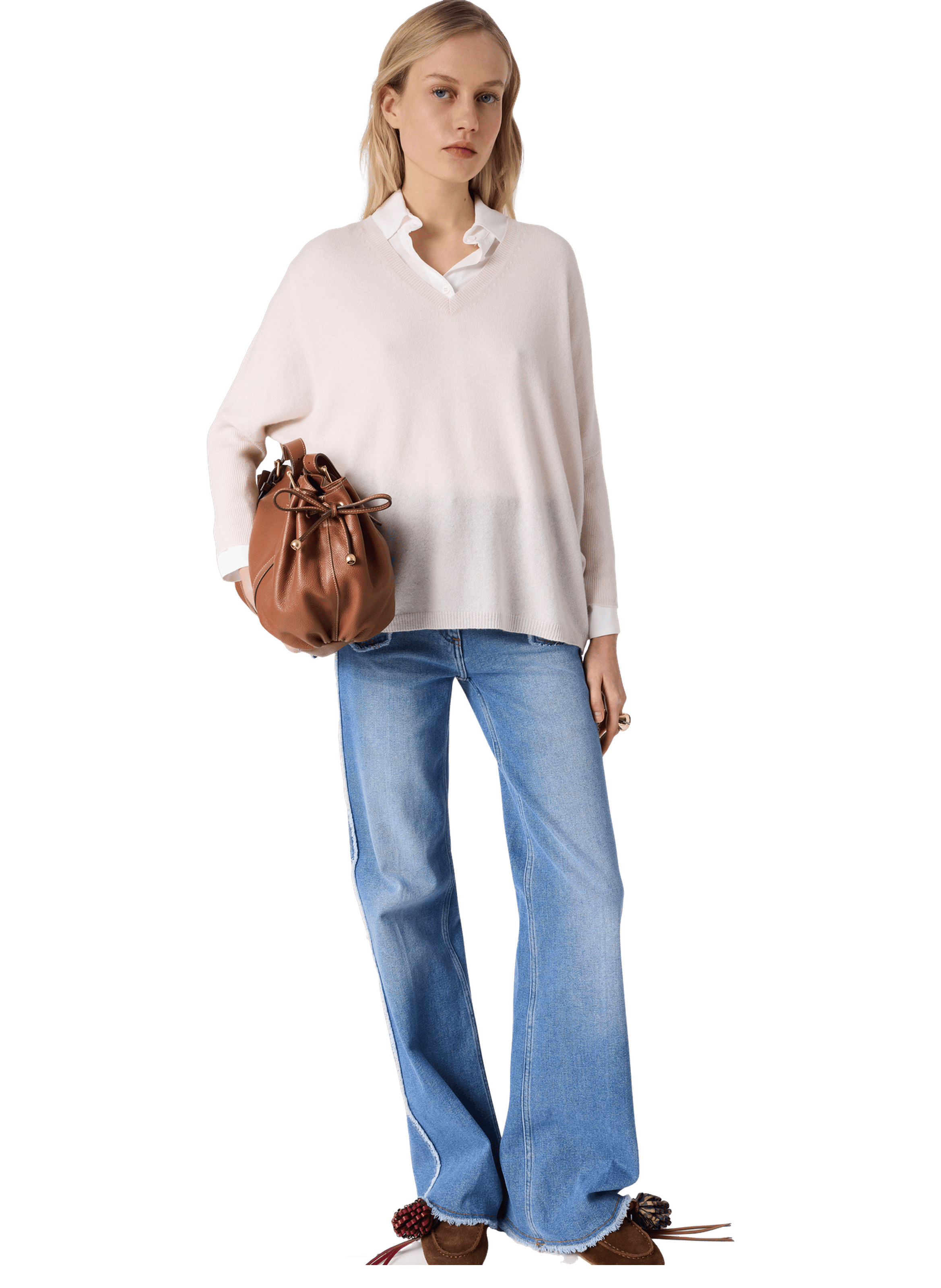 Pull ample à col v en cachemire - lenae GERARD DAREL Beige
