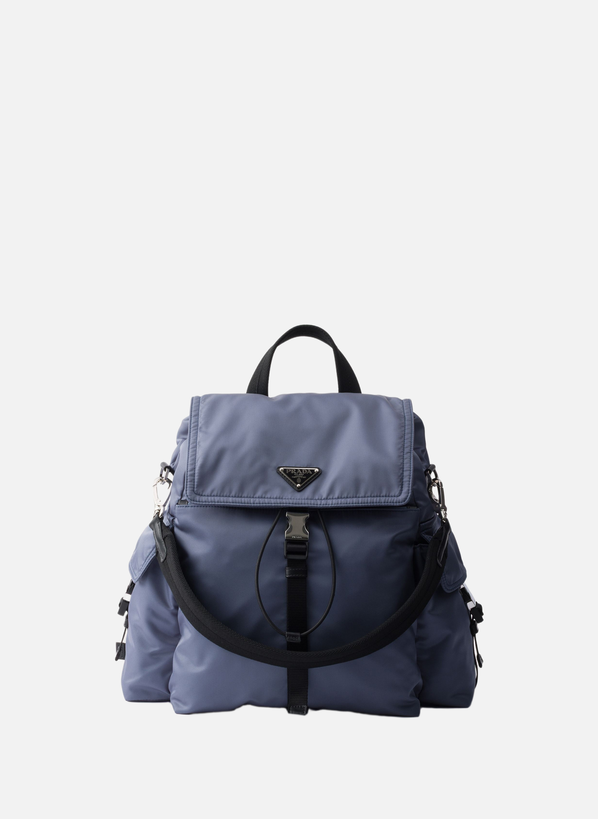 Sac à dos prada explore en re-nylon et cuir PRADA Bleu