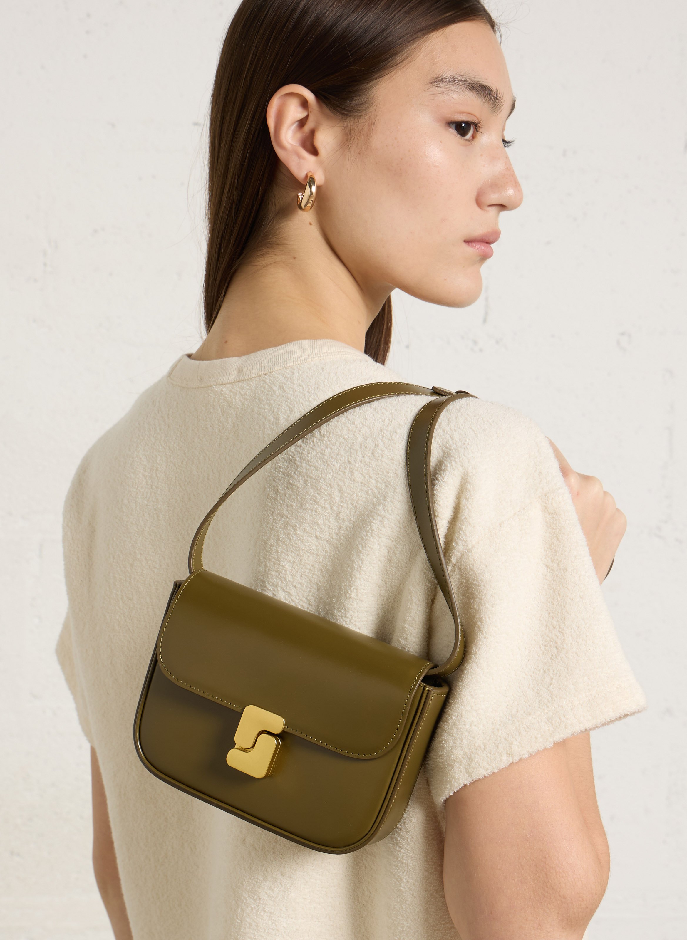 Sac bandoulière en cuir bell SOEUR Kaki