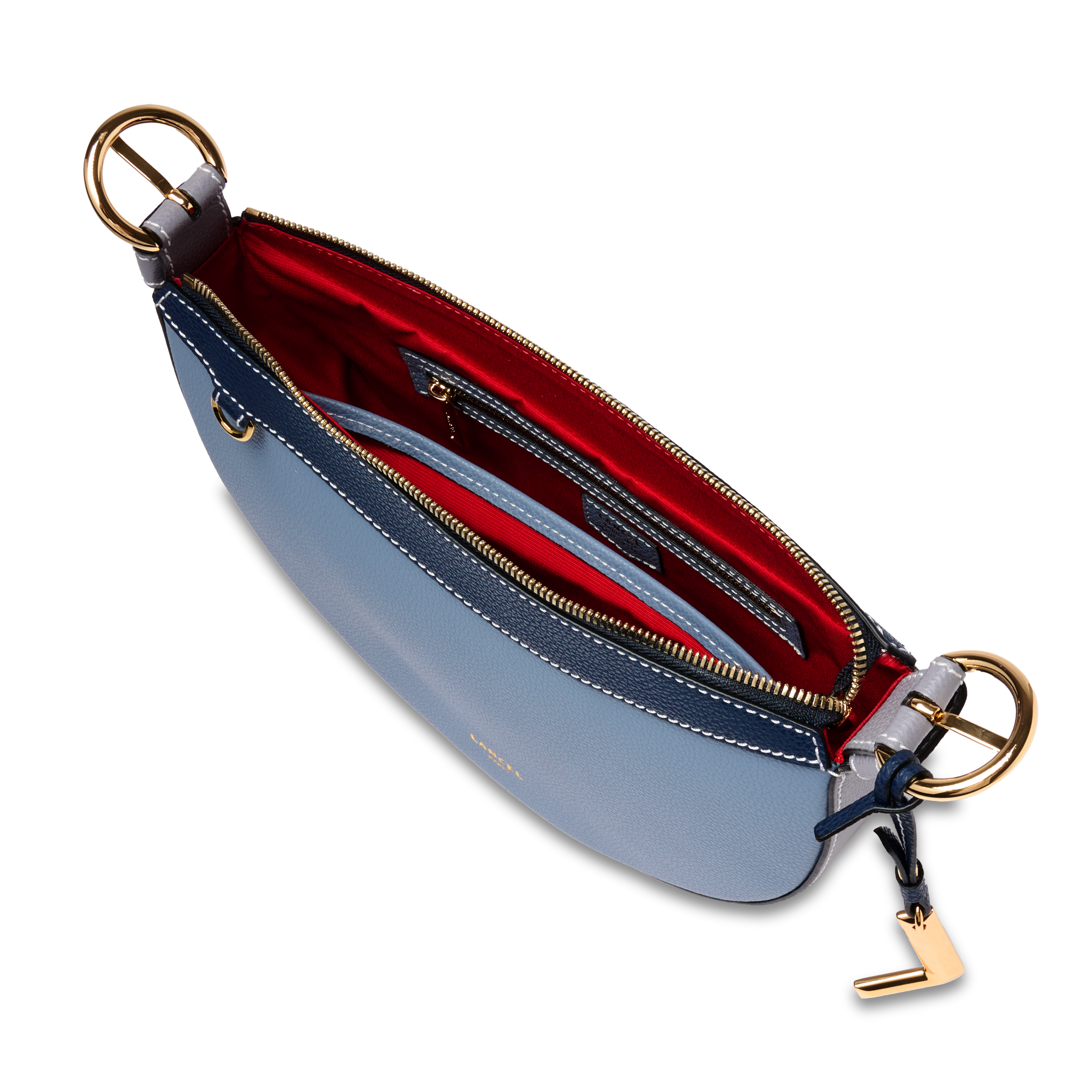 Sac porté croisé demi lune faubourg de lancel en cuir LANCEL Bleu