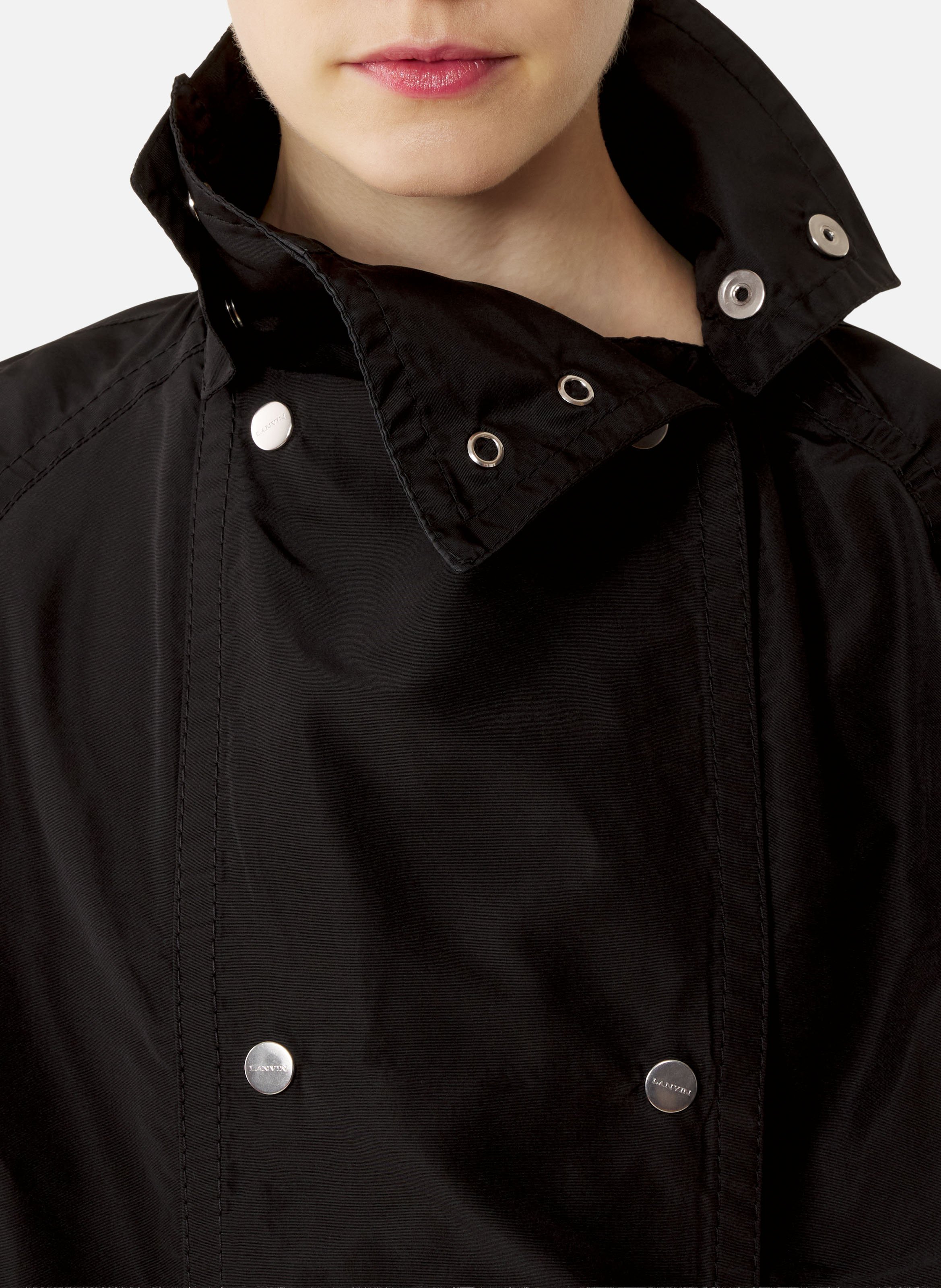 Trench bi-matière en faille de soie et charmeuse LANVIN Noir