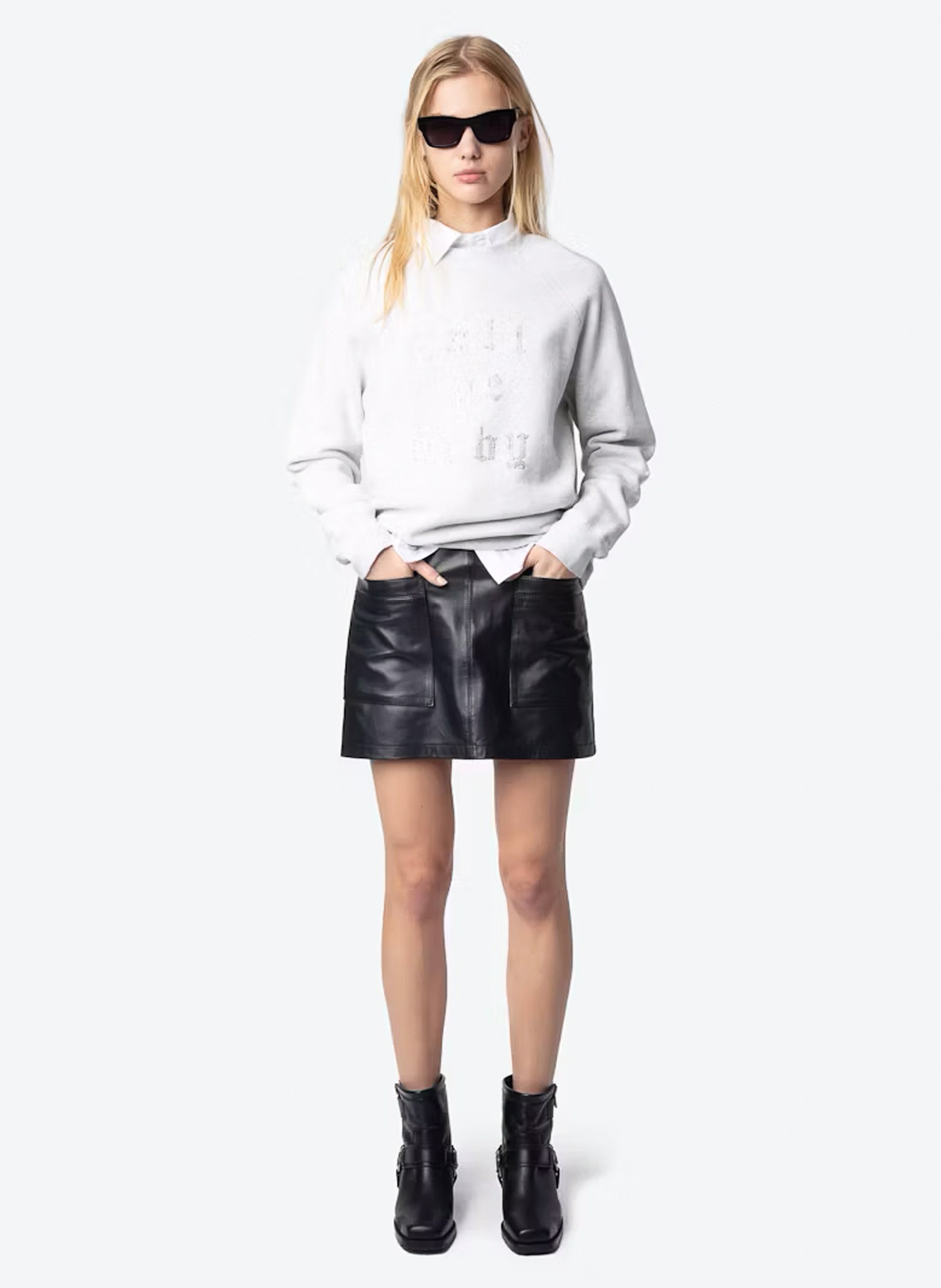 Sweat col rond en coton mélangé upper ZADIG&VOLTAIRE Gris